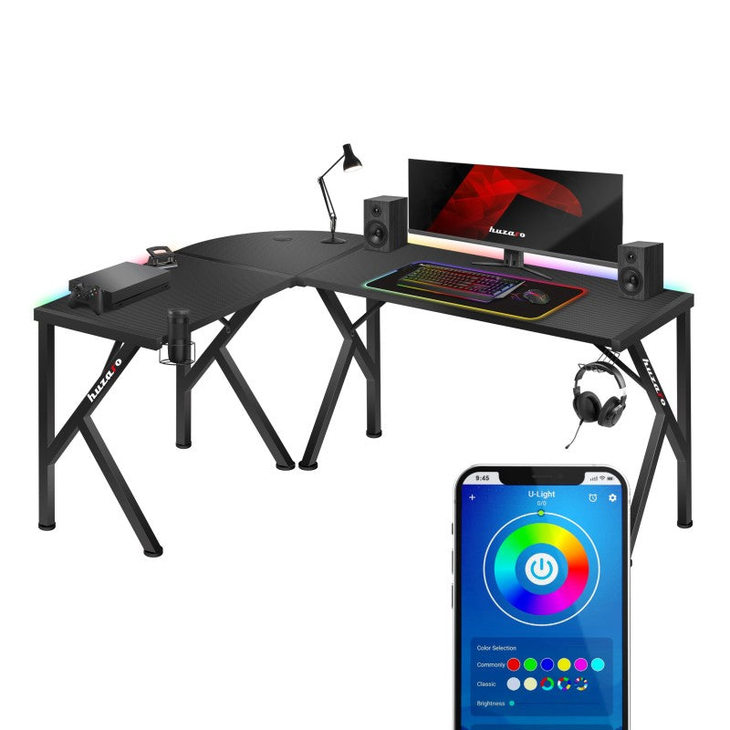 Biurko narożne gamingowe Huzaro Hero 6.3 RGB Black 154 cm