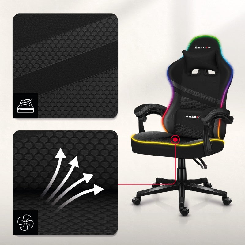 Fotel gamingowy HUZARO FORCE 4.4 RGB Black