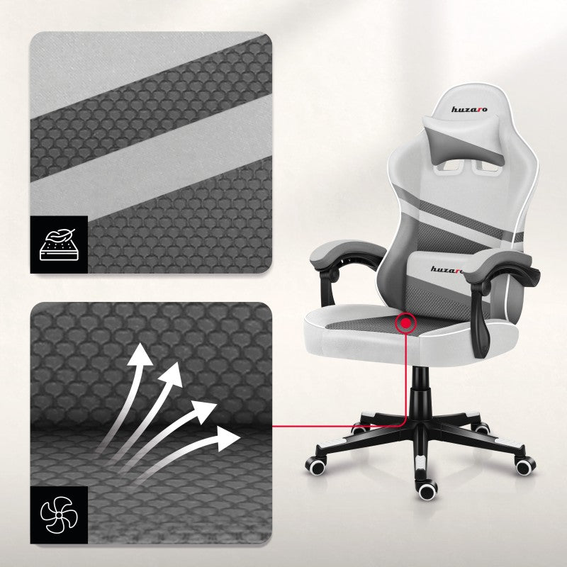 Fotel gamingowy HUZARO FORCE 4.4 White Mesh