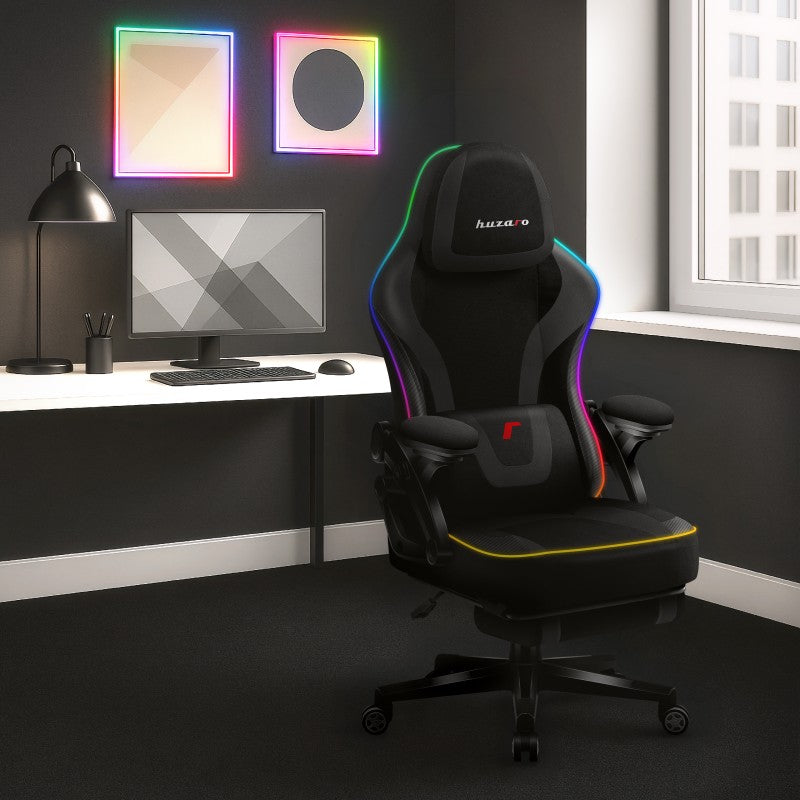 Fotel gamingowy Huzaro Force 4.6 RGB Smart Black Mesh
