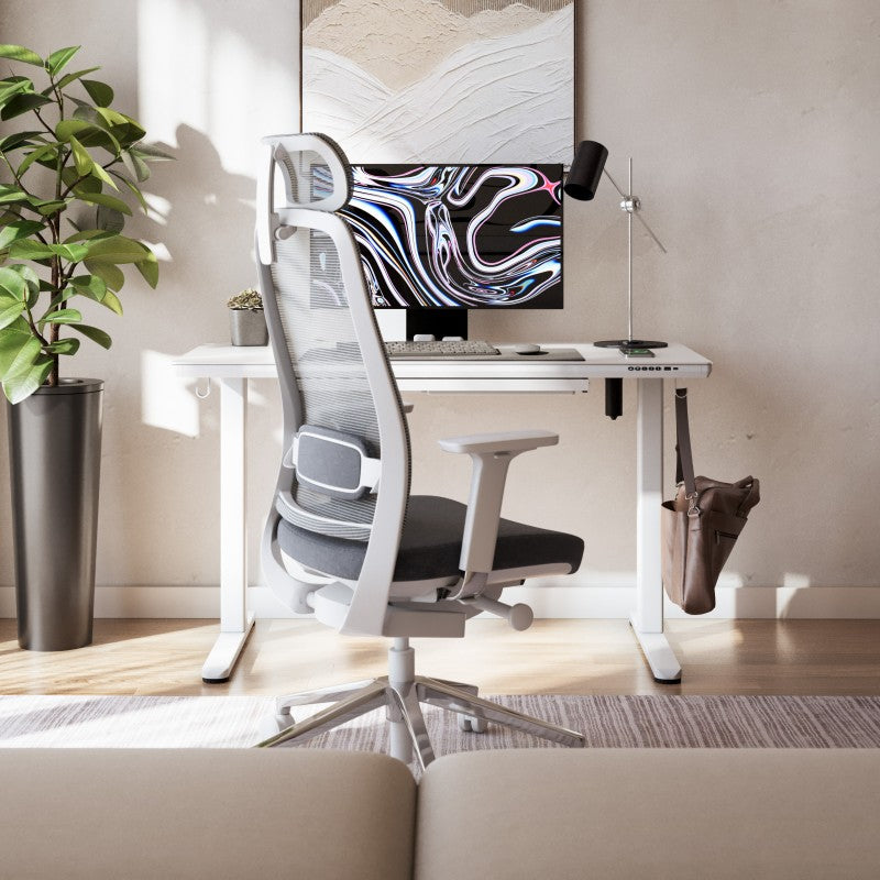 Biurko elektryczne ze szklanym blatem Mark Adler Leader 8.5 White 120 cm