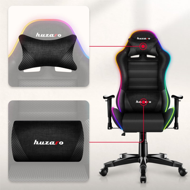 Fotel  gamingowy dla dziecka HUZARO RANGER 6.0 RGB Black Mesh