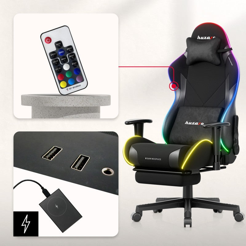 Fotel gamingowy LED Huzaro Force 5.7 Black RGB