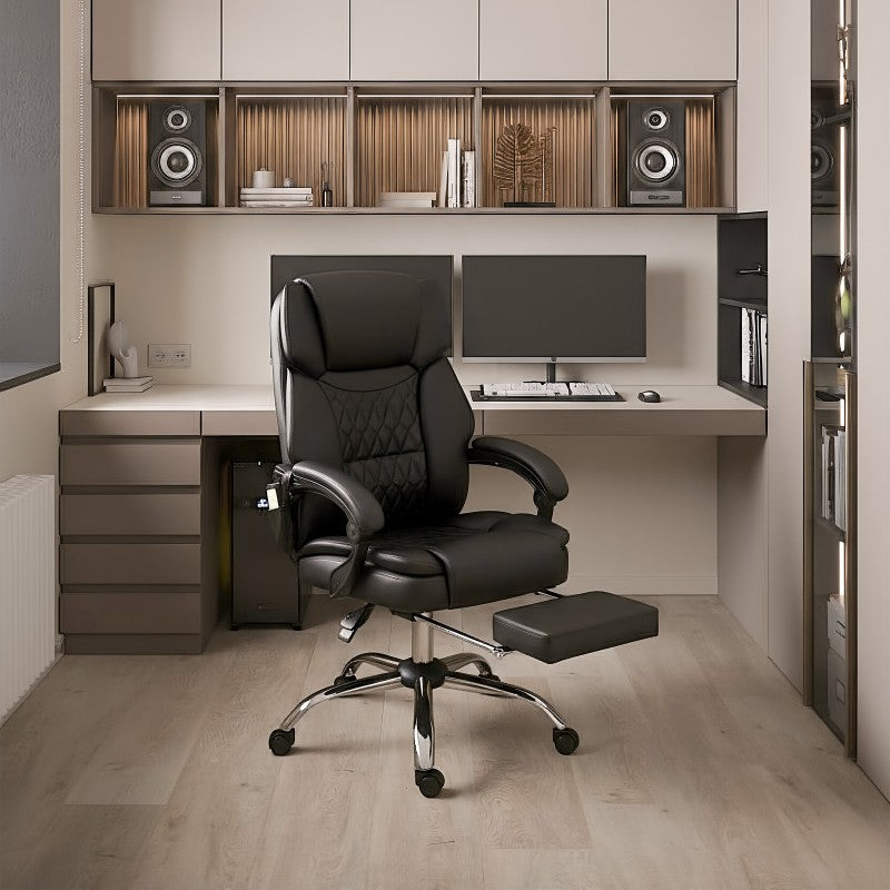 Fotel Biurowy z masażem podnóżkiem podgrzewany Mark Adler Boss 6.0 Black