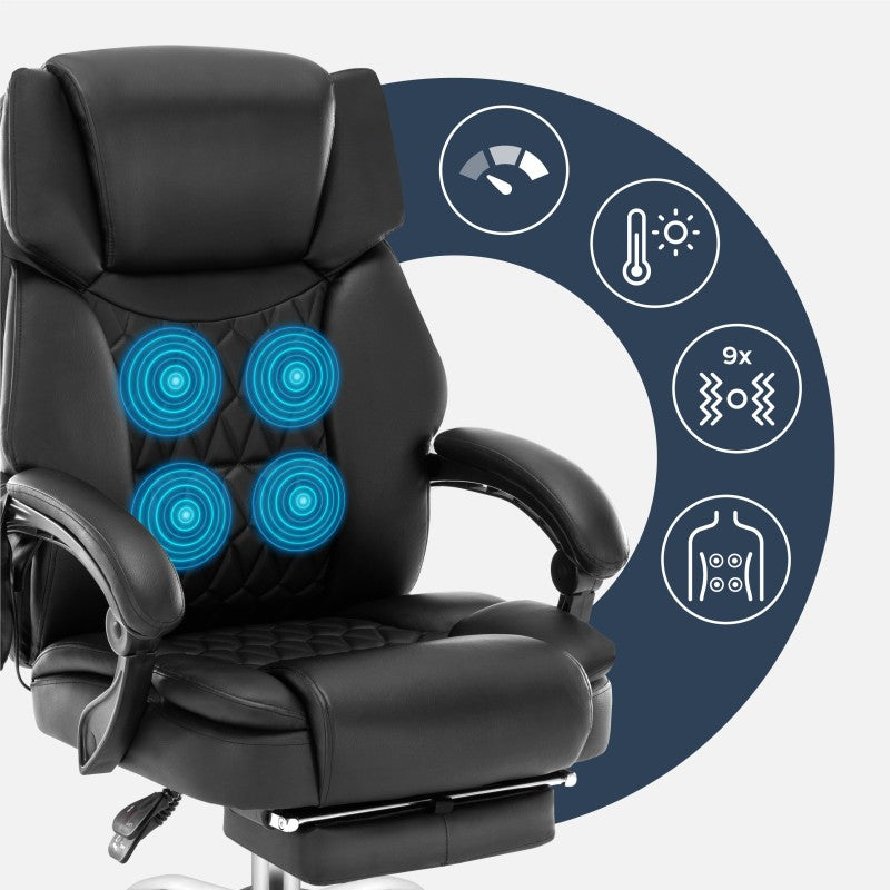 Fotel Biurowy z masażem podnóżkiem podgrzewany Mark Adler Boss 6.0 Black