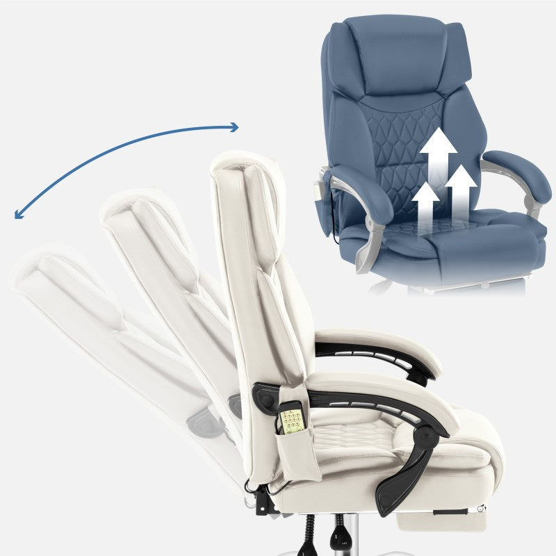 Fotel Biurowy z masażem podnóżkiem podgrzewany Mark Adler Boss 6.0 Beige