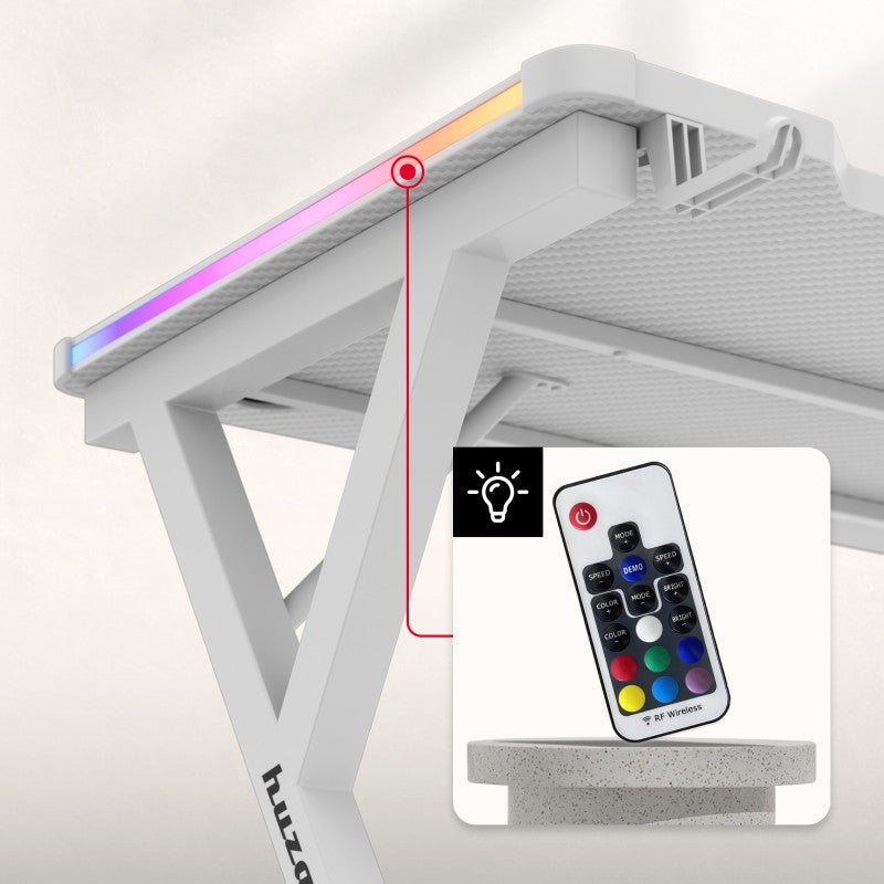 Biurko gamingowe LED Huzaro Hero 2.3 RGB White 120 cm