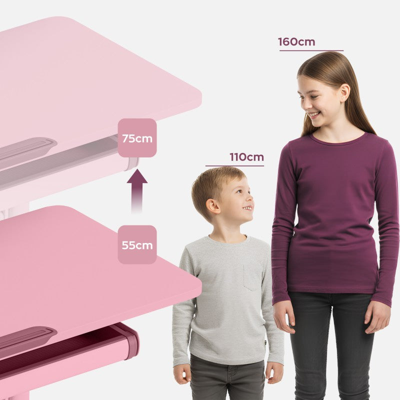 Ergonomiczne biurko dla dziecka Mark Adler Study 5.0 Pink 90 cm