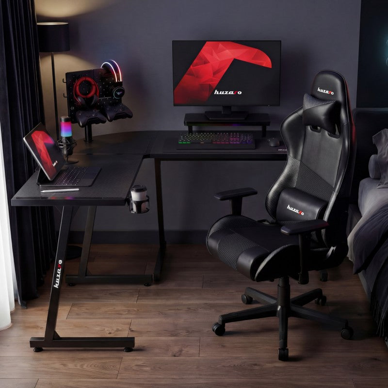 Biurko narożne gamingowe Huzaro Hero 6.0 Black 147 cm