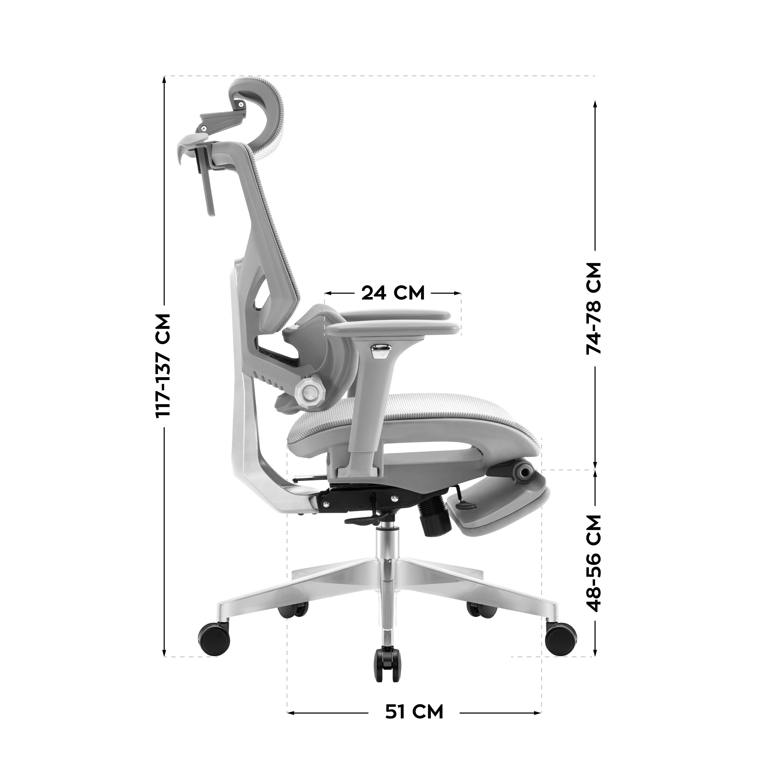 Sillón ergonómico con reposapiés Mark Adler Expert 8.7 Grey Mesh