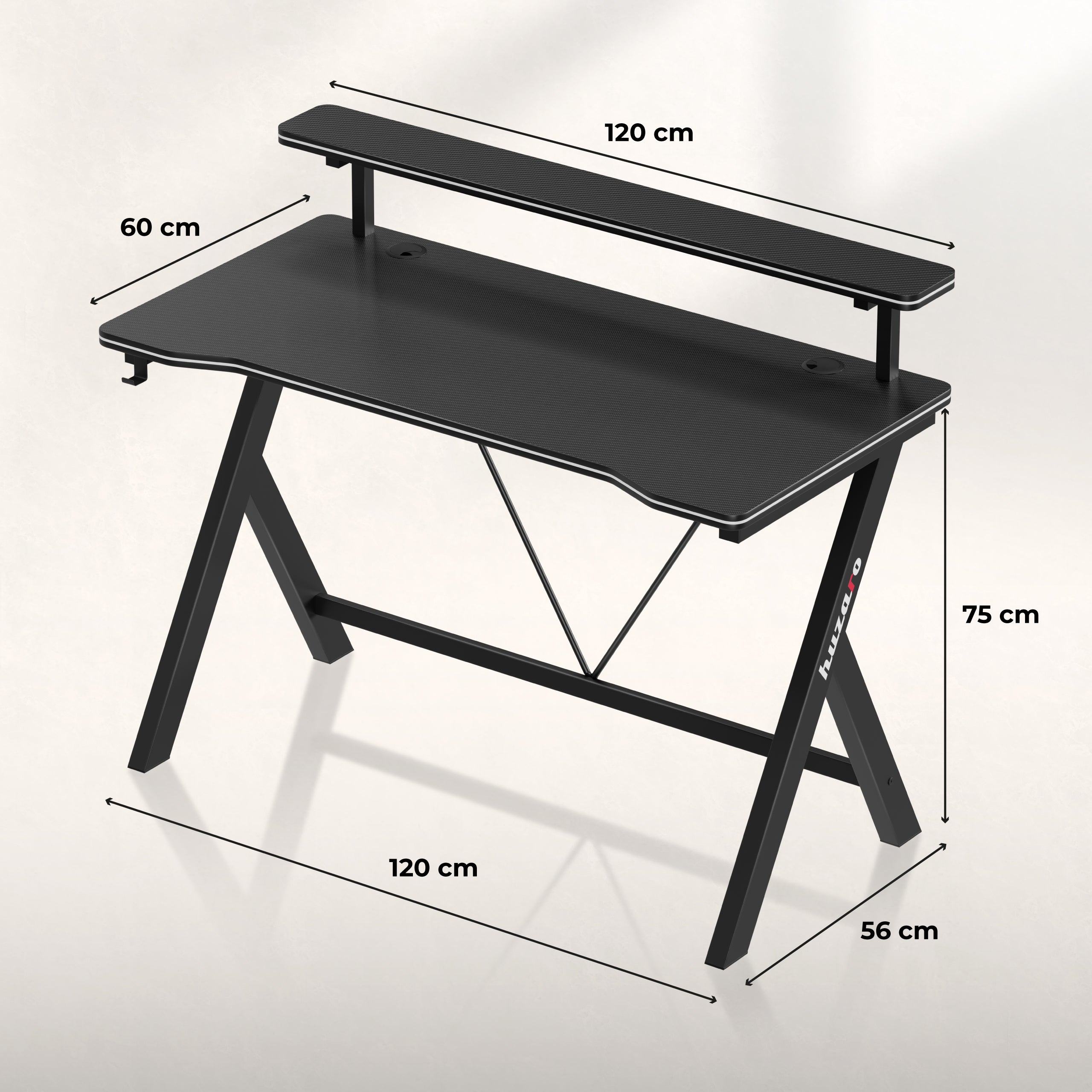 Escritorio para videojuegos de 120 cm Huzaro Hero 1.9 Black