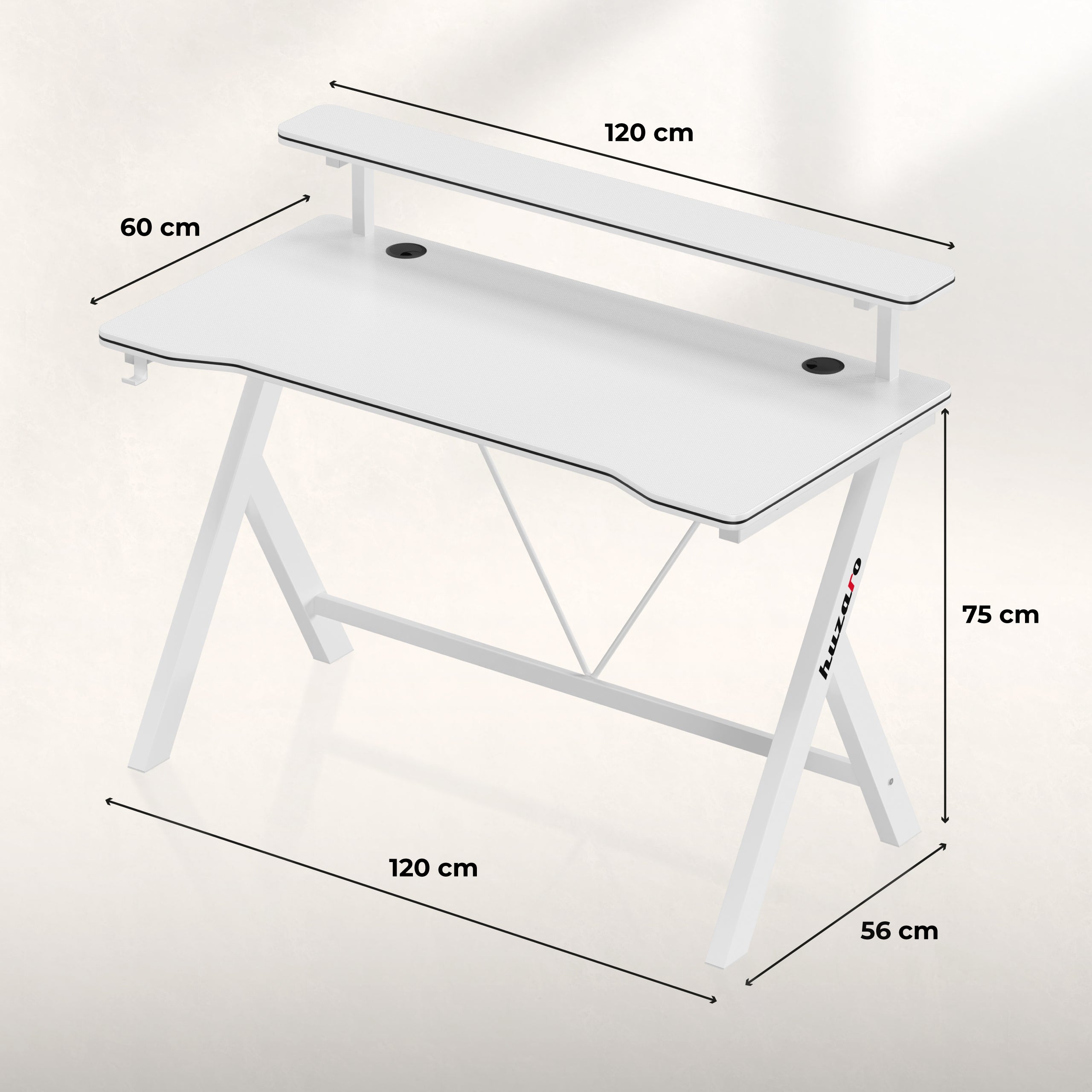 Escritorio para videojuegos de 120 cm Huzaro Hero 1.9 Blanco