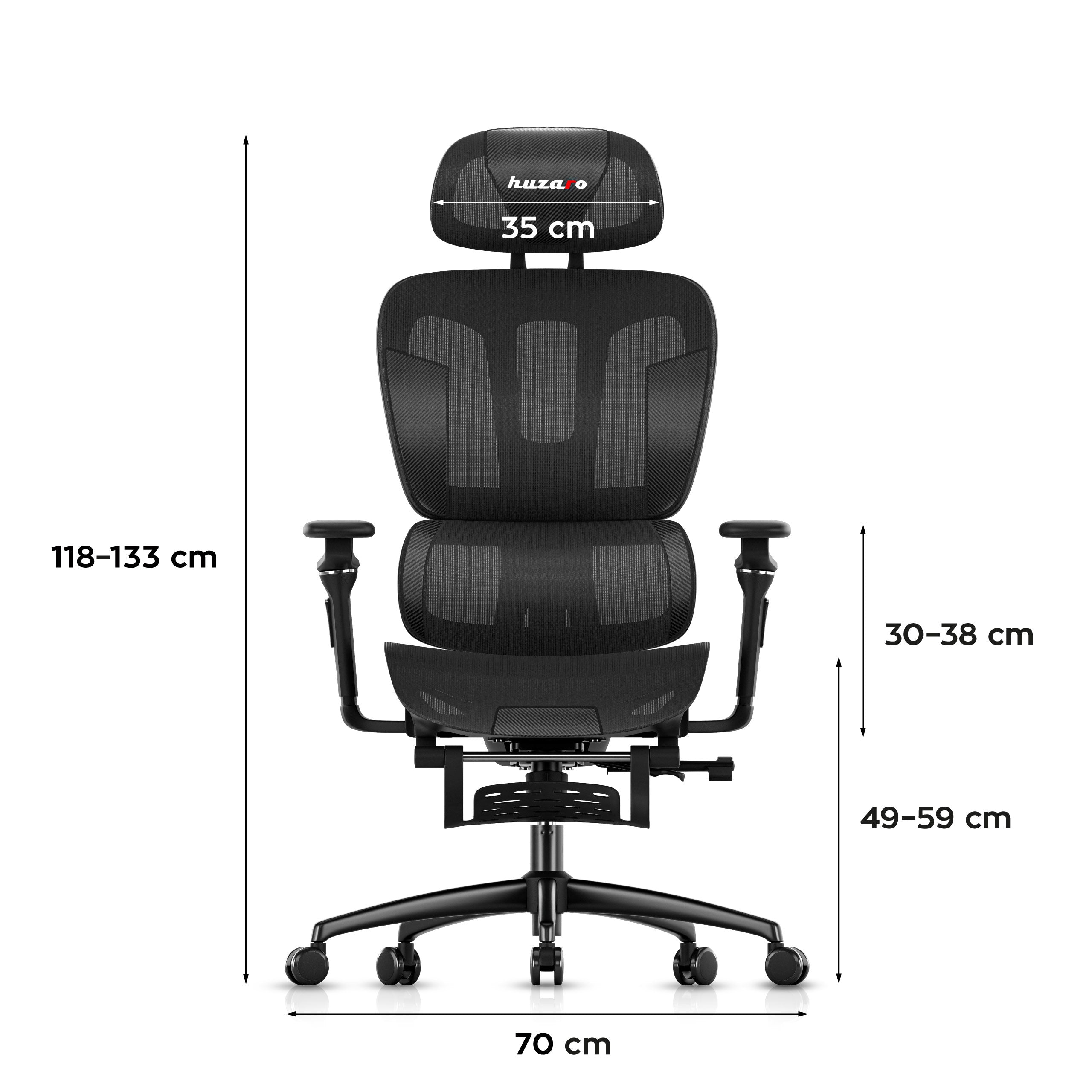 Sillón gaming con reposapiés HUZARO COMBAT 7.9 Negro