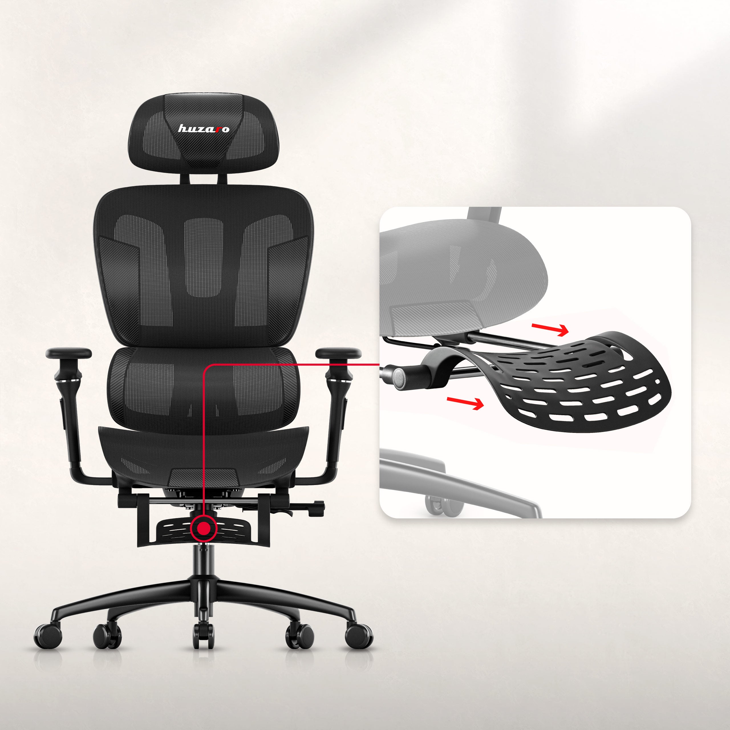 Sillón gaming con reposapiés HUZARO COMBAT 7.9 Negro