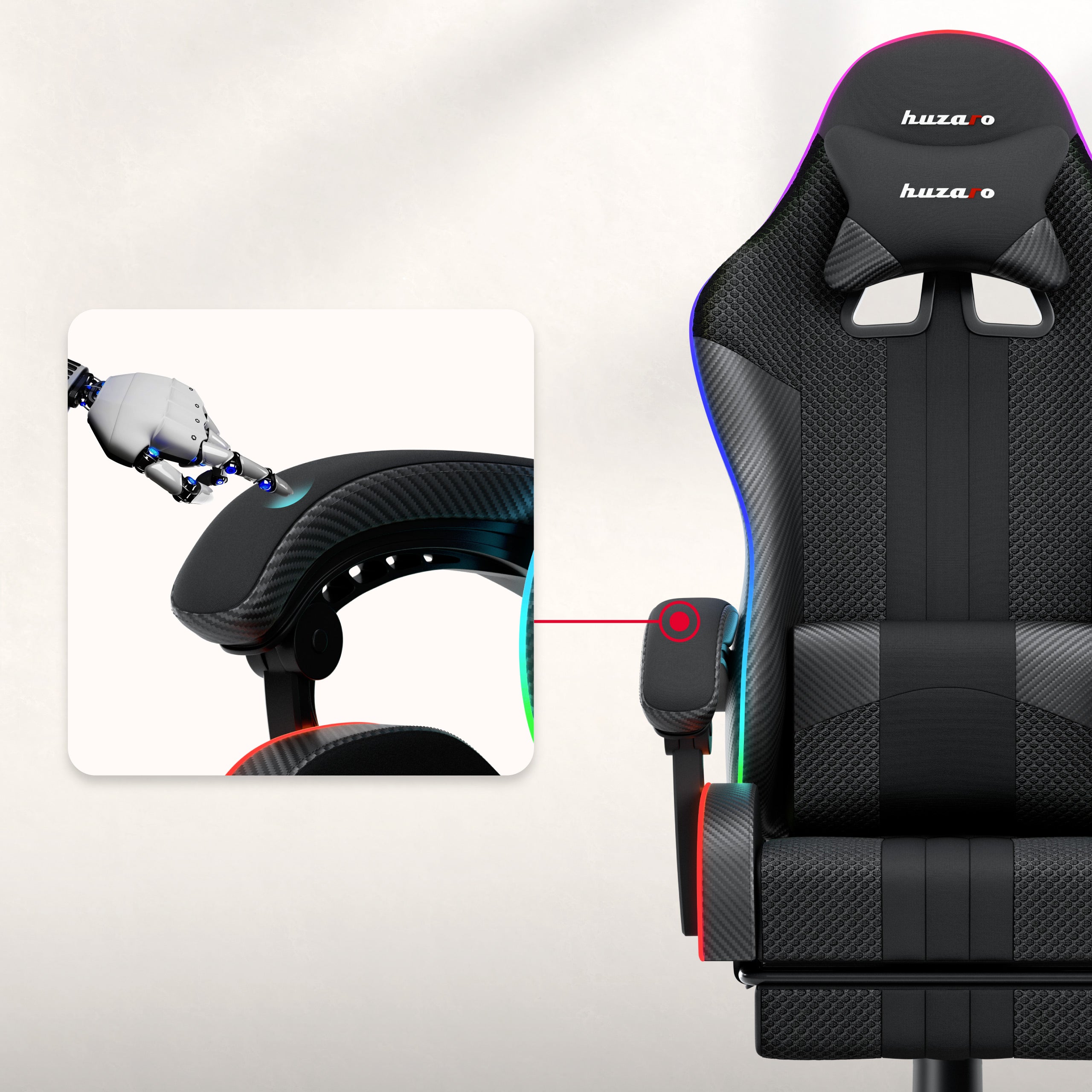 Sillón gaming HUZARO Force 4.7 RGB Black Mesh