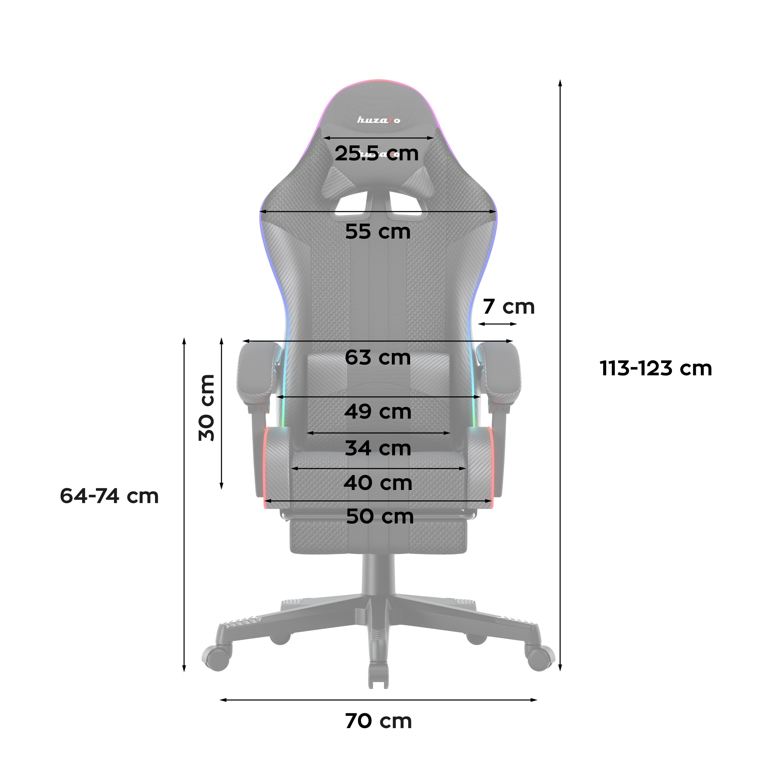 Sillón gaming HUZARO Force 4.7 RGB Black Mesh