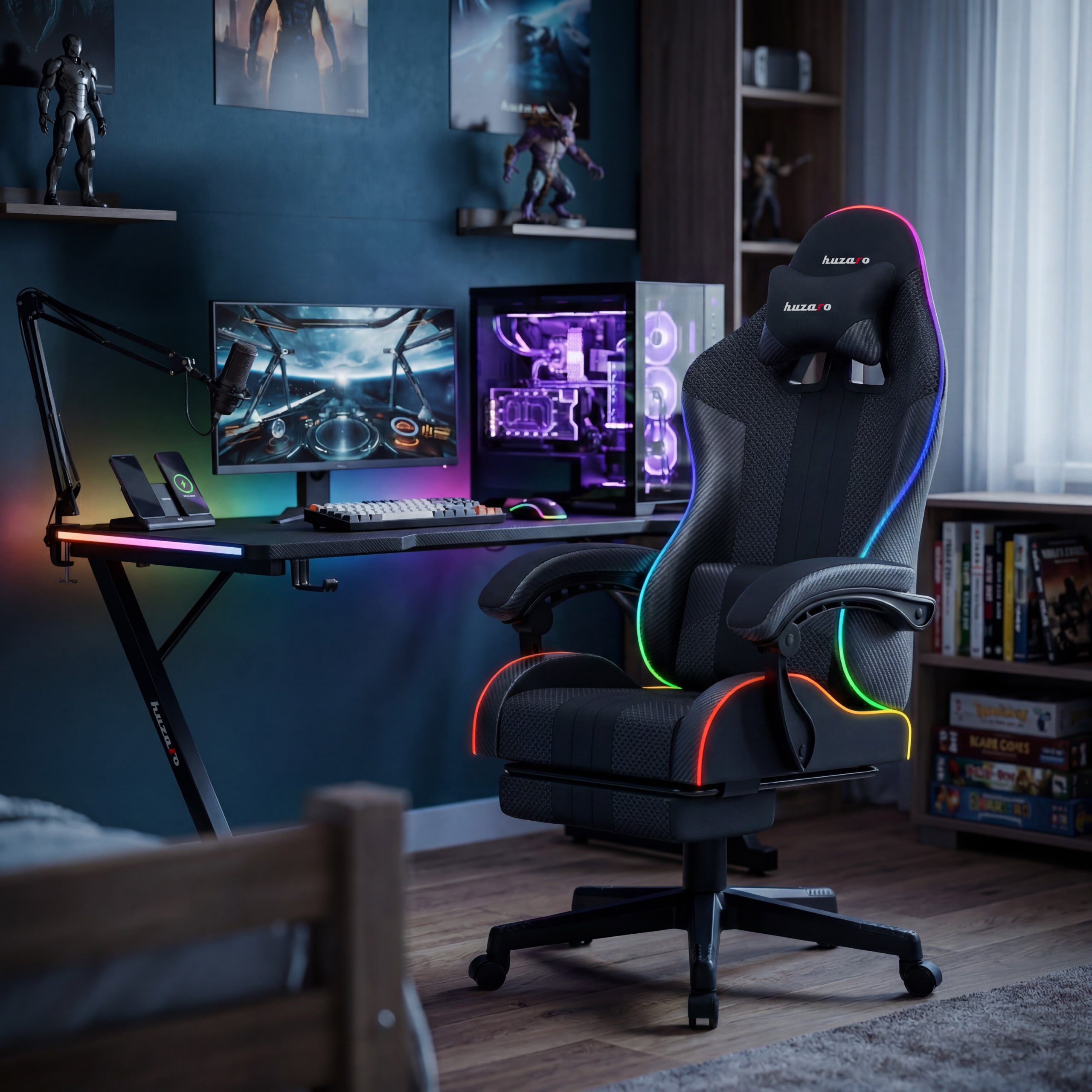 Sillón gaming HUZARO Force 4.7 RGB Black Mesh