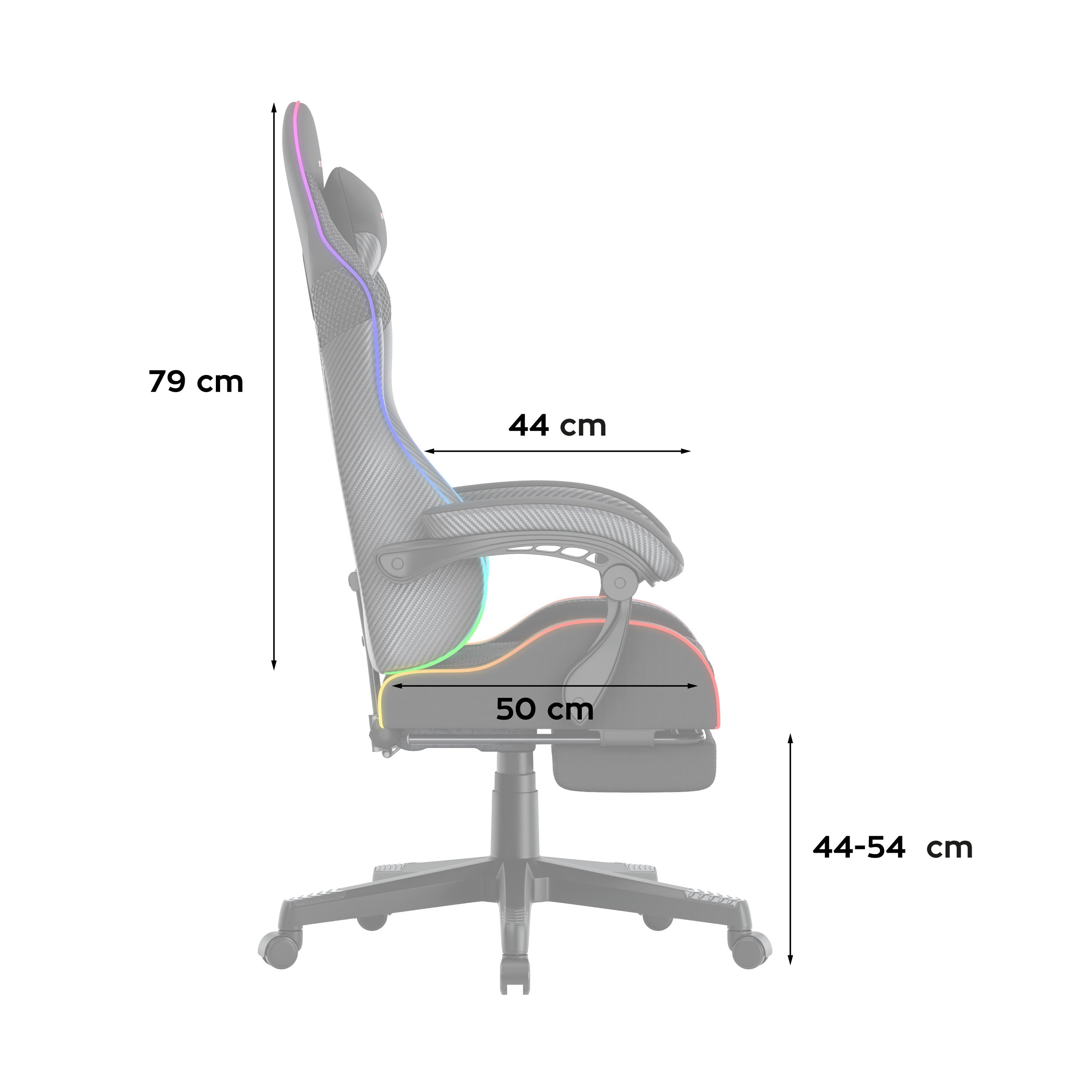 Sillón gaming HUZARO Force 4.7 RGB Black Mesh