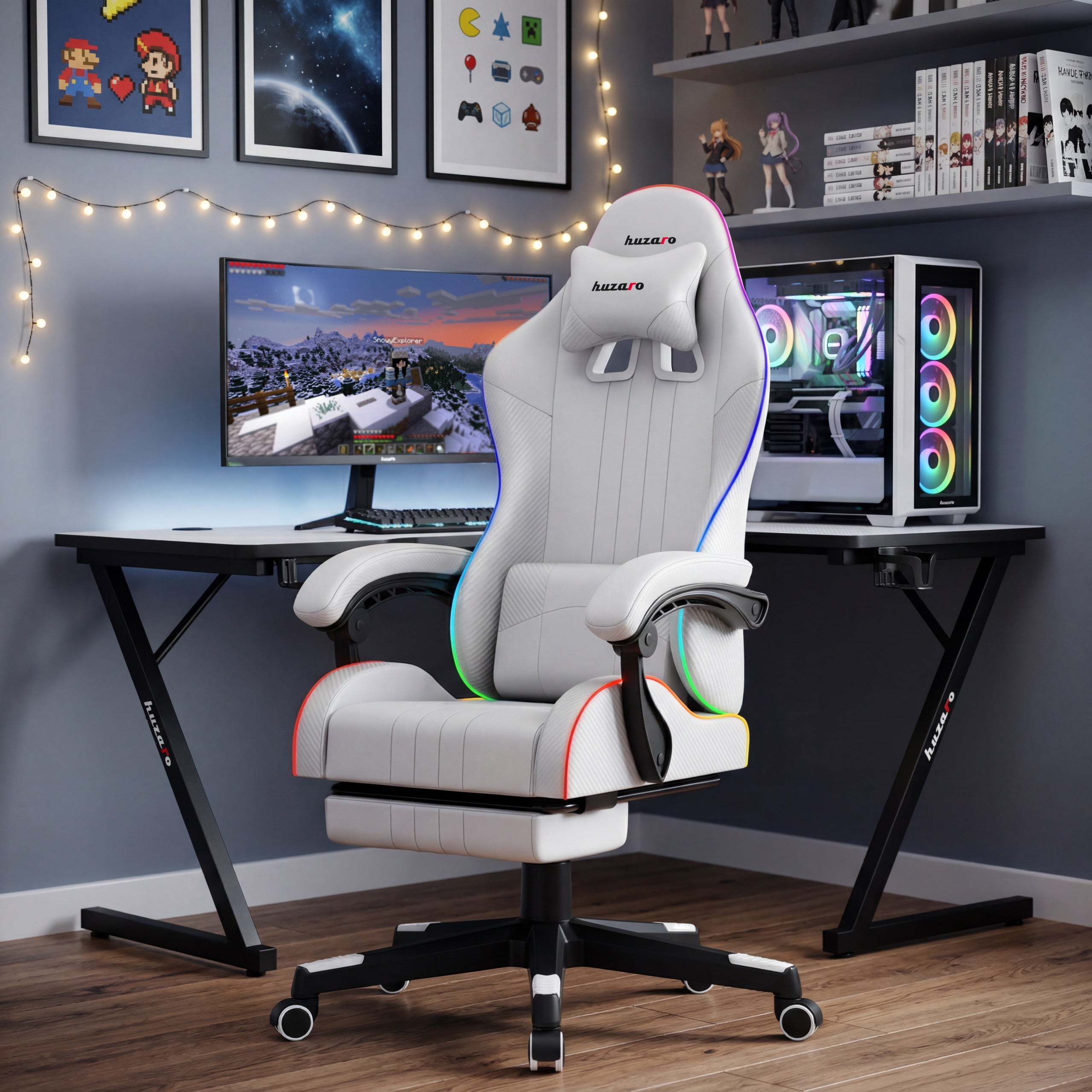 Sillón gaming HUZARO Force 4.7 RGB blanco