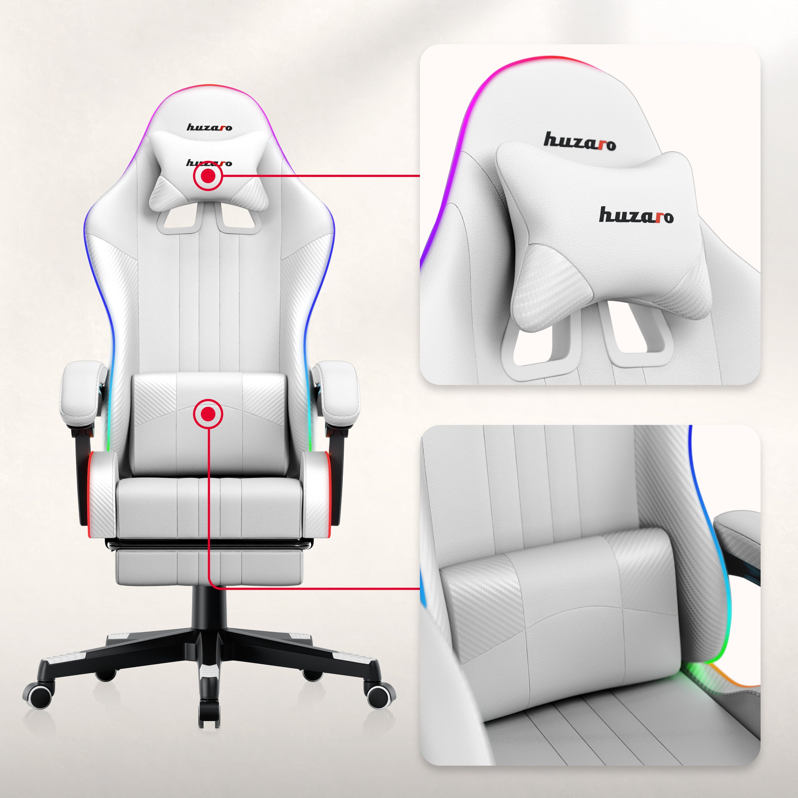 Sillón gaming HUZARO Force 4.7 RGB blanco
