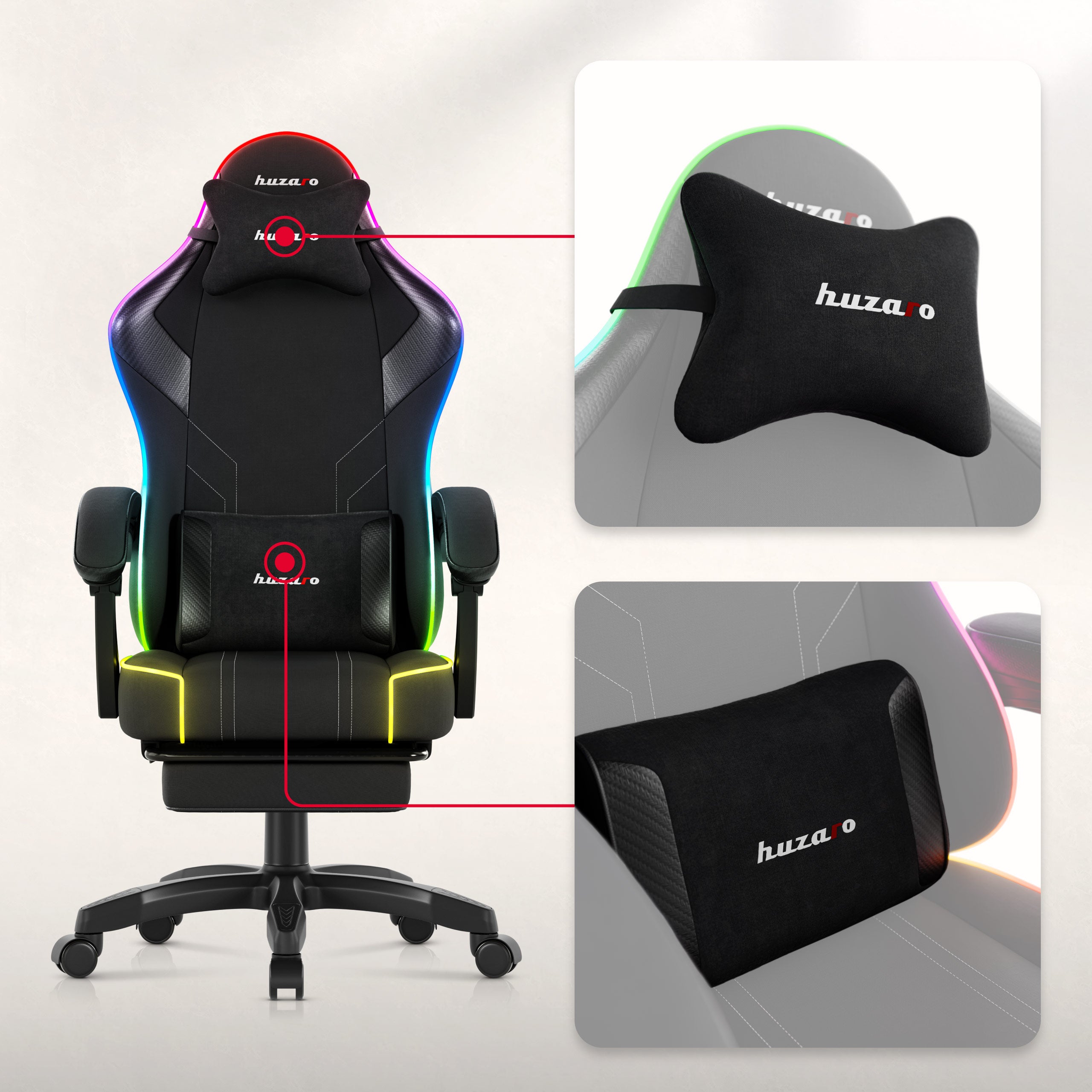 Sillón gaming Huzaro Force 3.7 RGB Negro