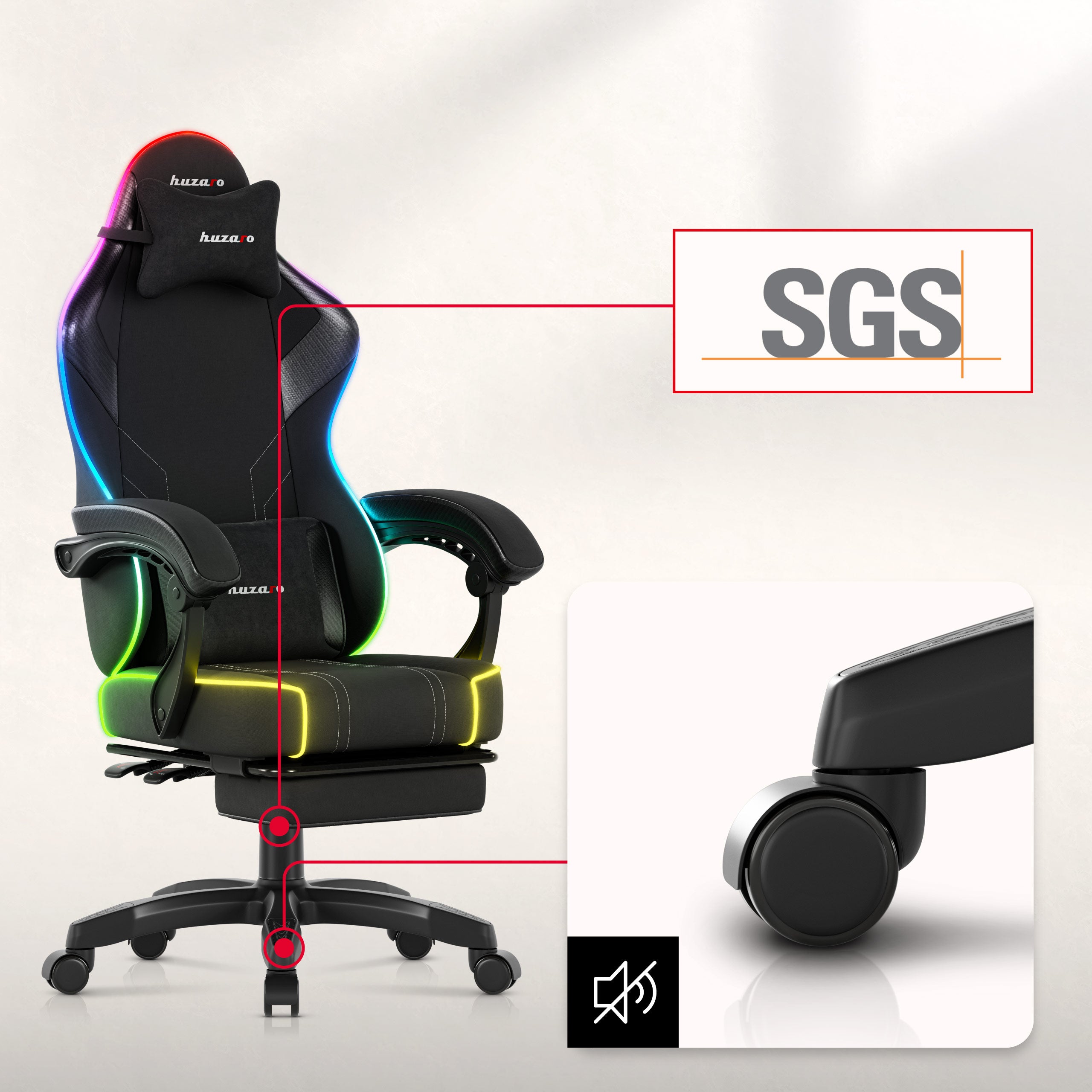 Sillón gaming Huzaro Force 3.7 RGB Negro
