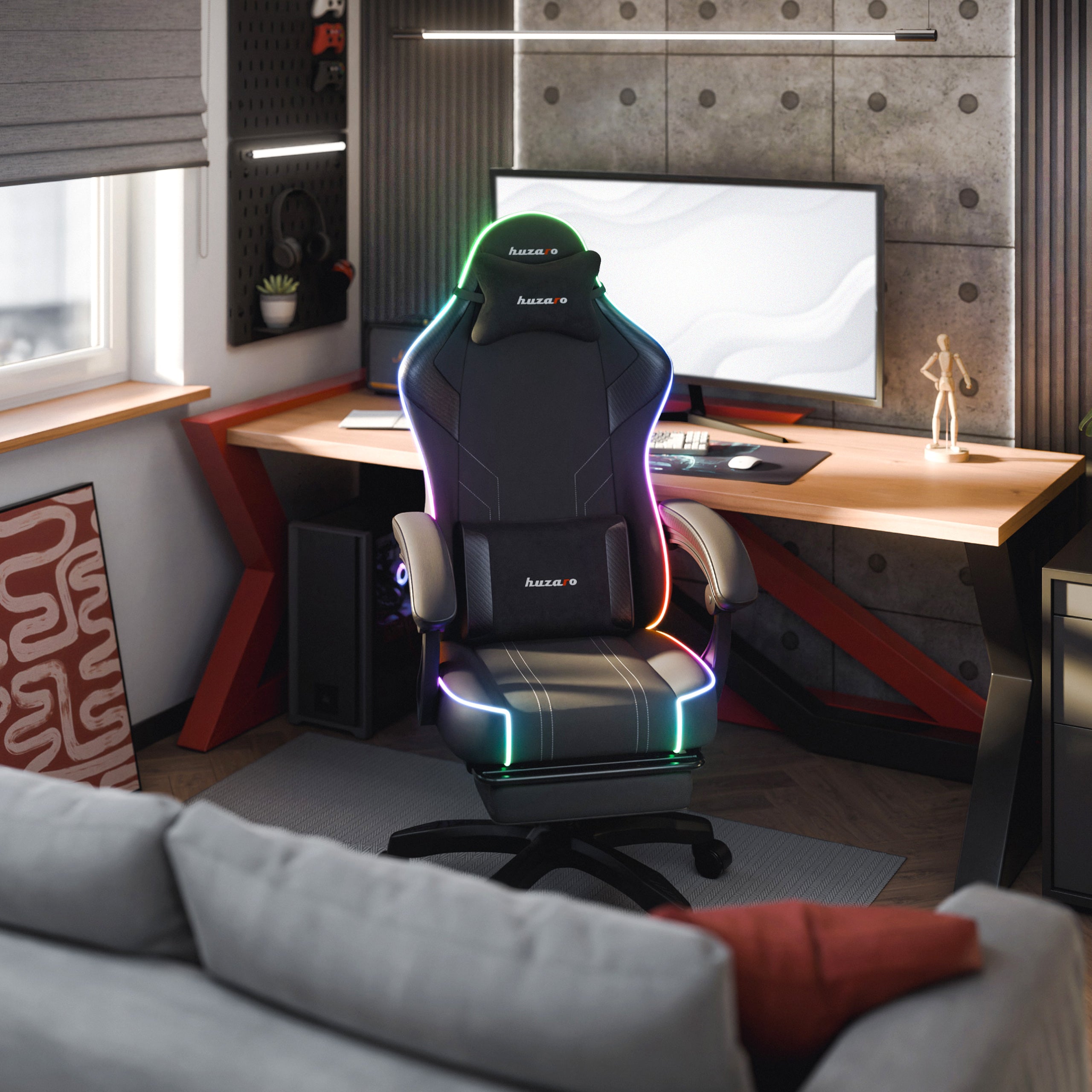 Sillón gaming Huzaro Force 3.7 RGB Negro