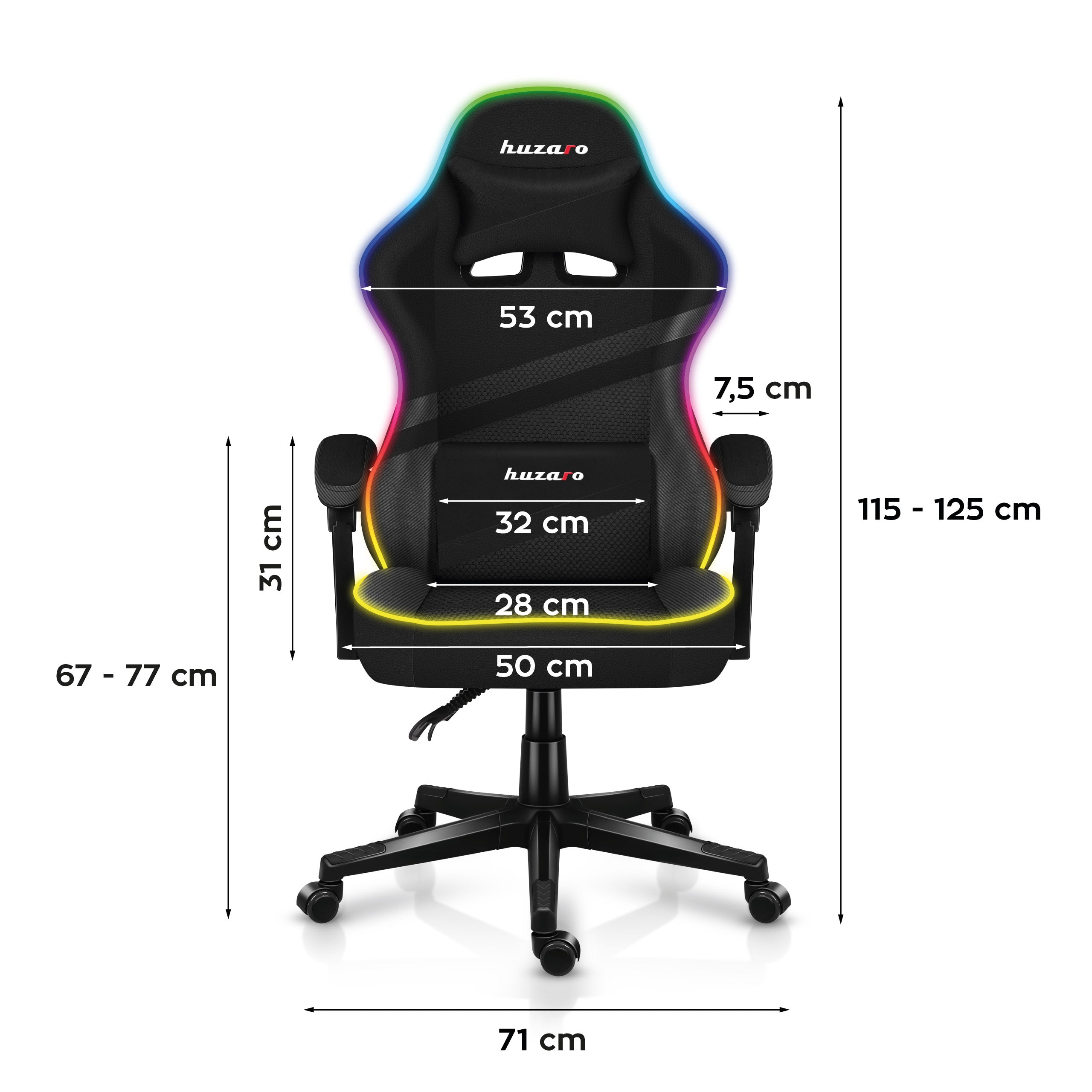 Sillón gaming HUZARO FORCE 4.4 RGB Negro