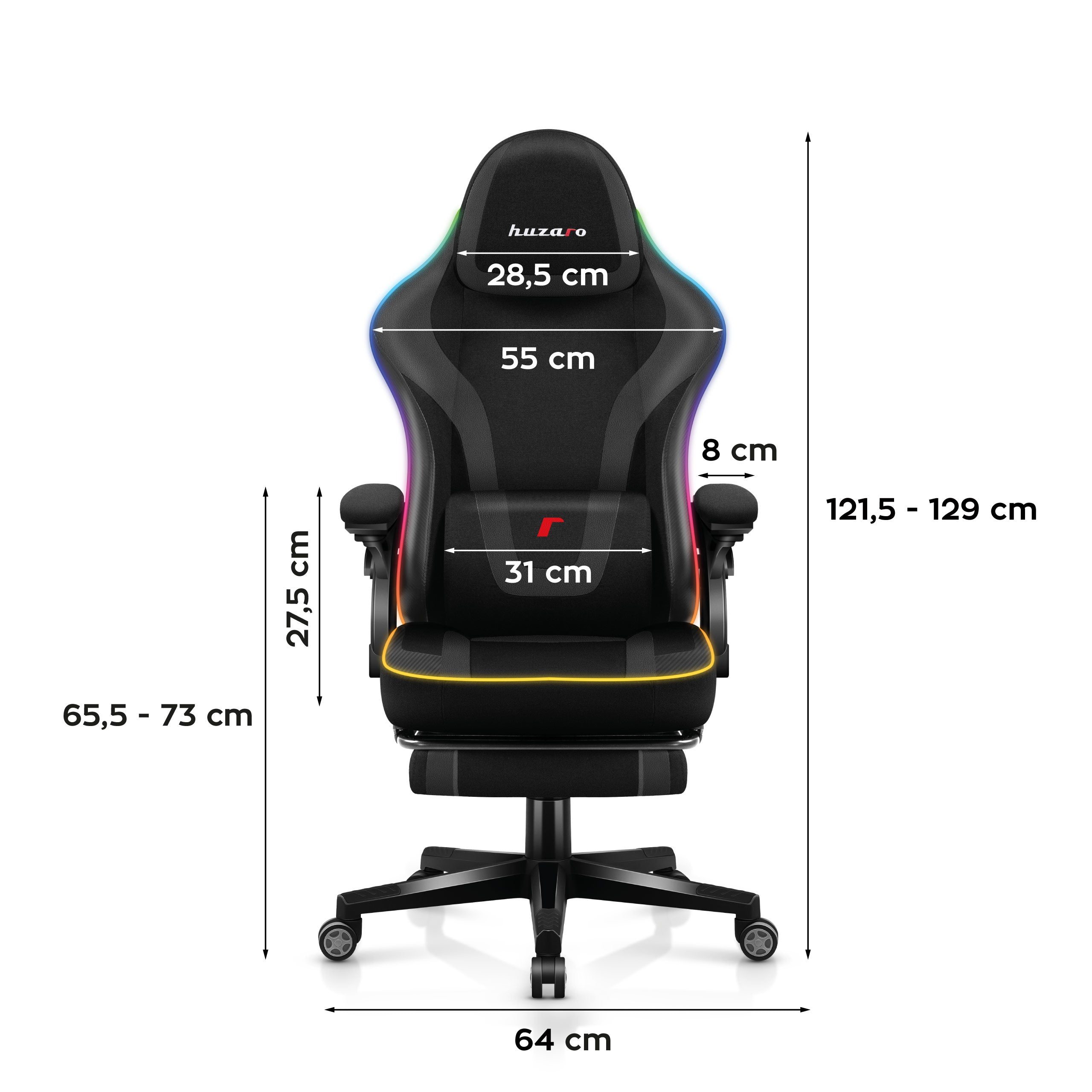 Sillón gaming Huzaro Force 4.6 RGB Smart Black Mesh