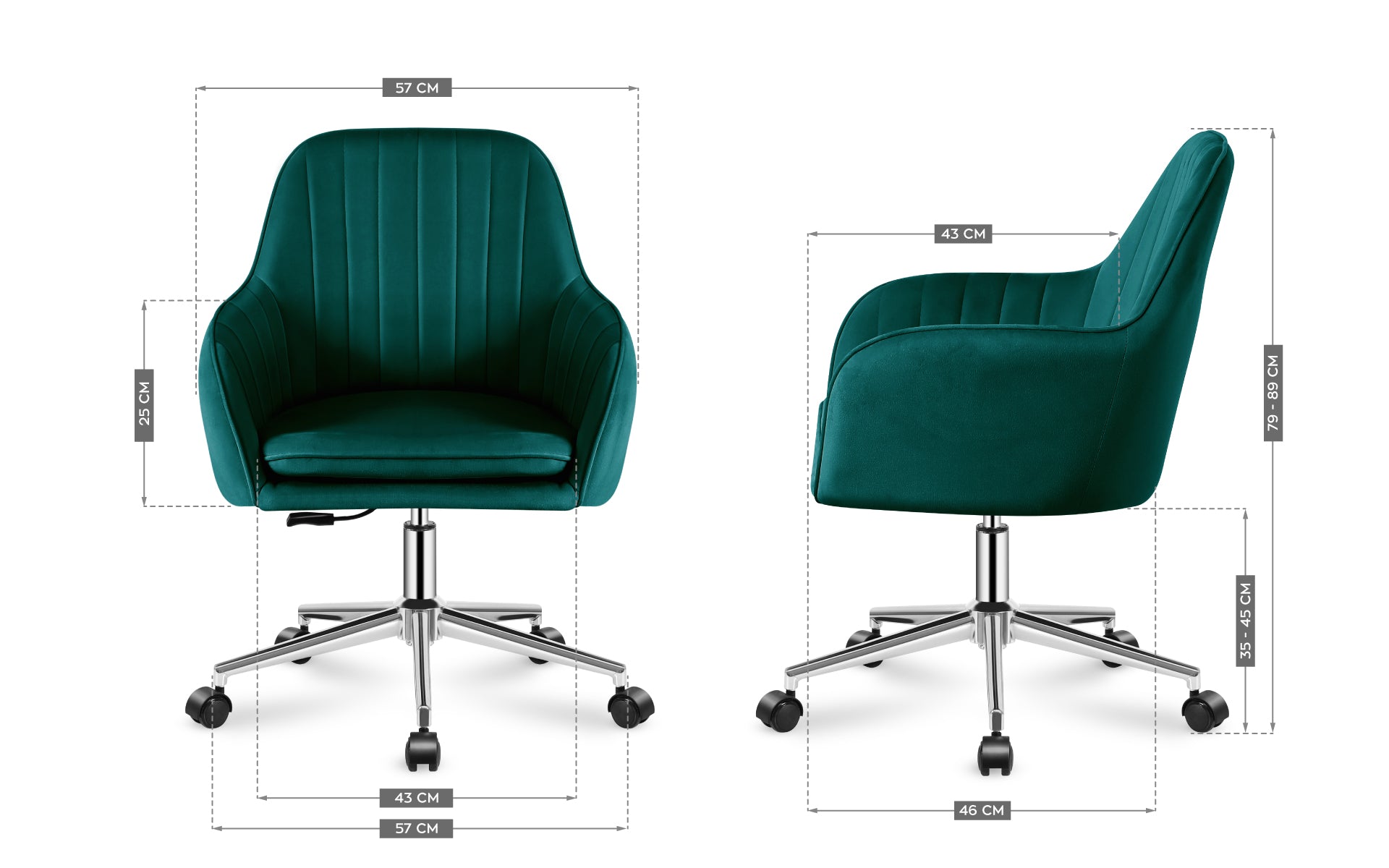 Silla giratoria de terciopelo MARK ADLER FUTURE 5.2 verde