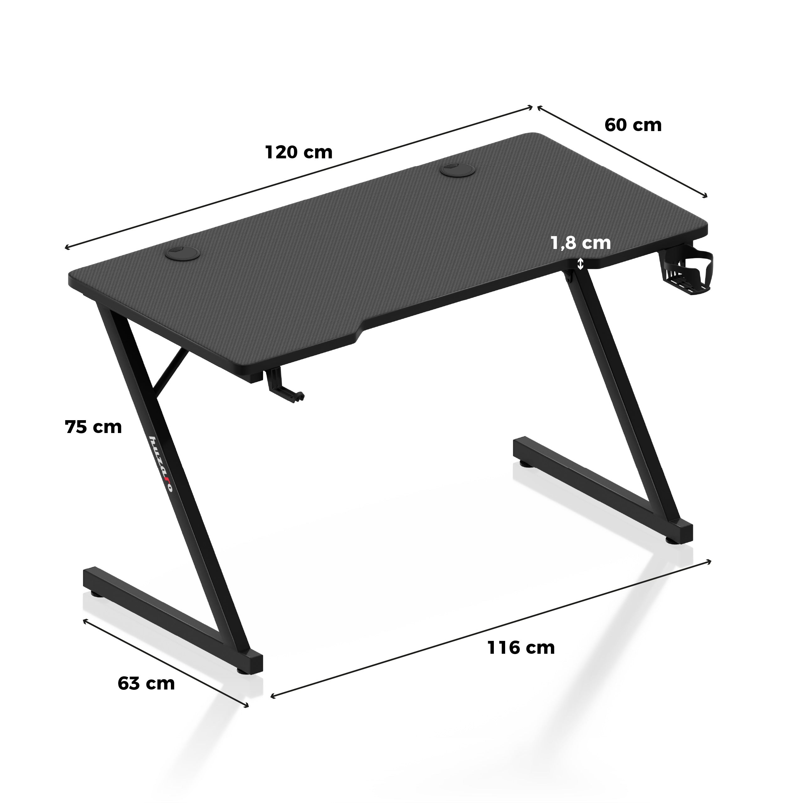 Escritorio para videojuegos Huzaro Hero 2.5 Black de 120 cm