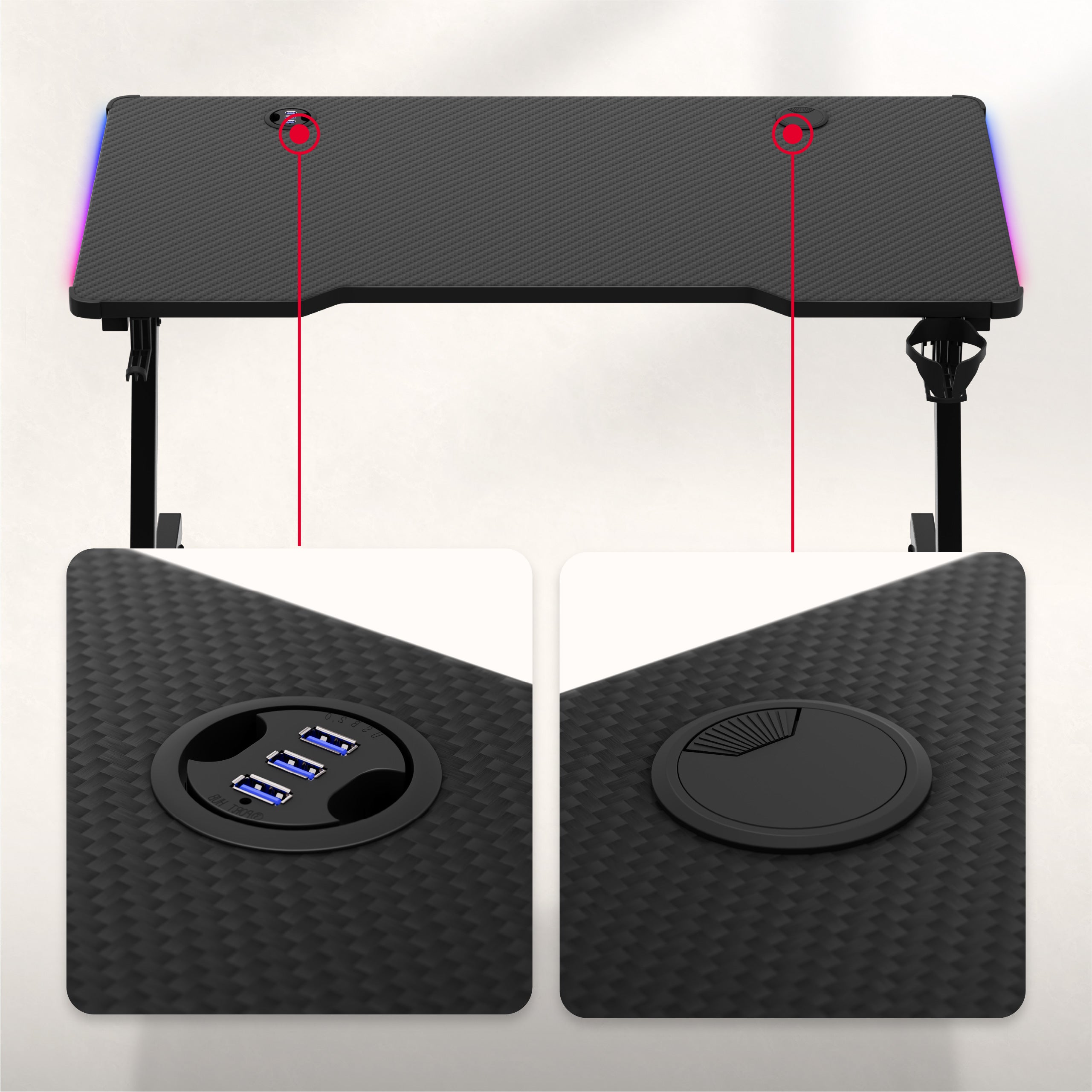 Escritorio para videojuegos Huzaro Hero 2.5 RGB LED Negro 120 cm