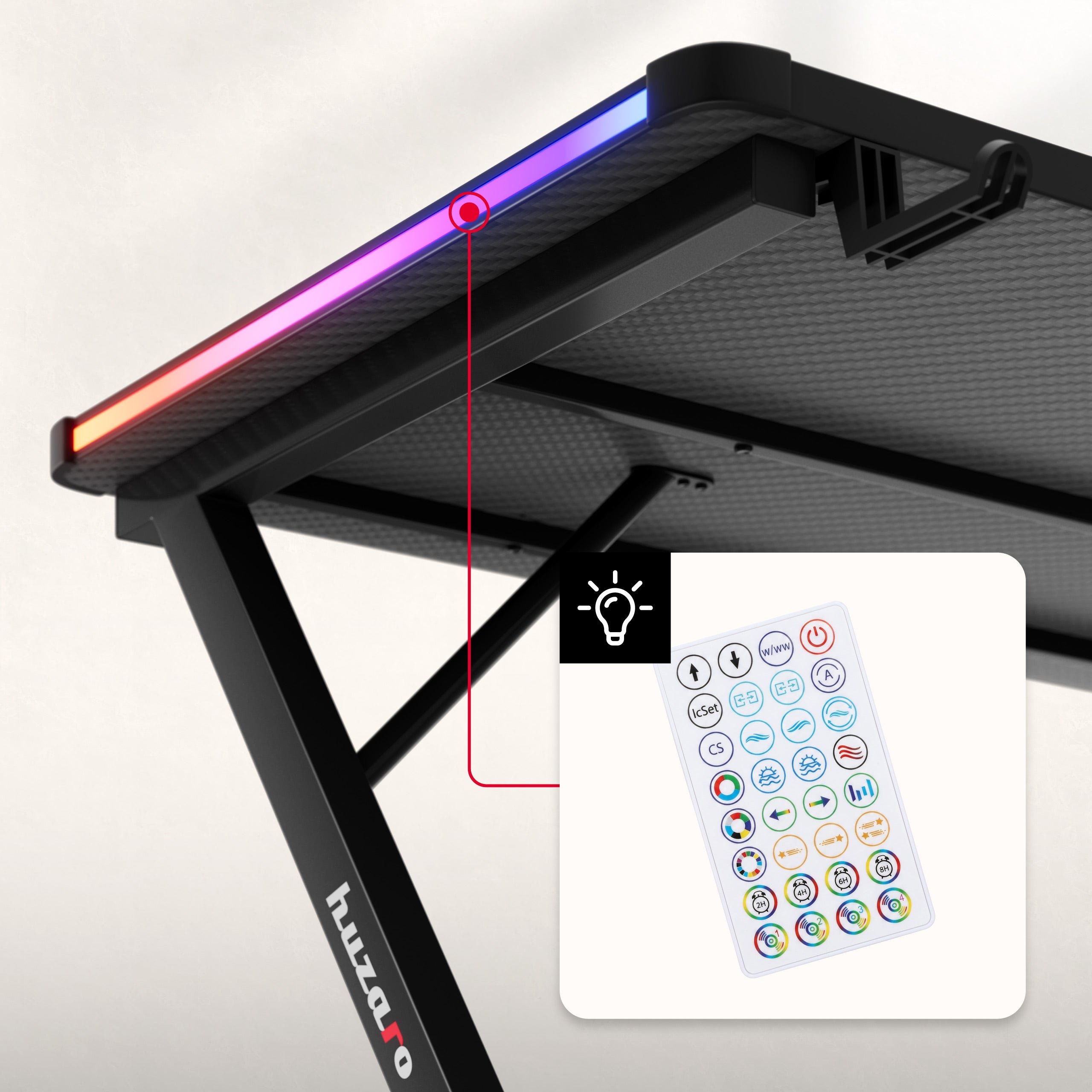 Escritorio para videojuegos Huzaro Hero 2.5 RGB LED Negro 120 cm