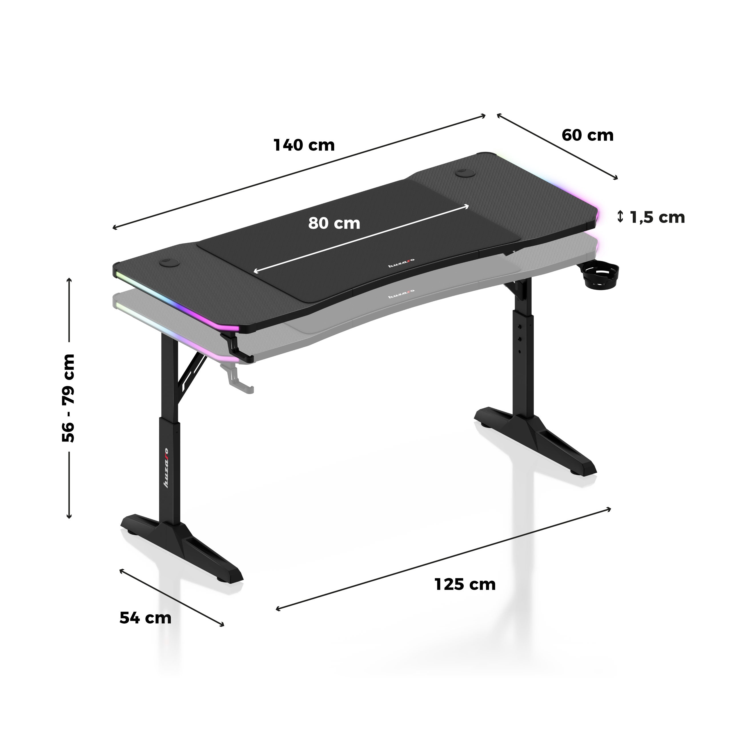 Escritorio gaming LED Huzaro Hero 3.6 RGB Negro
