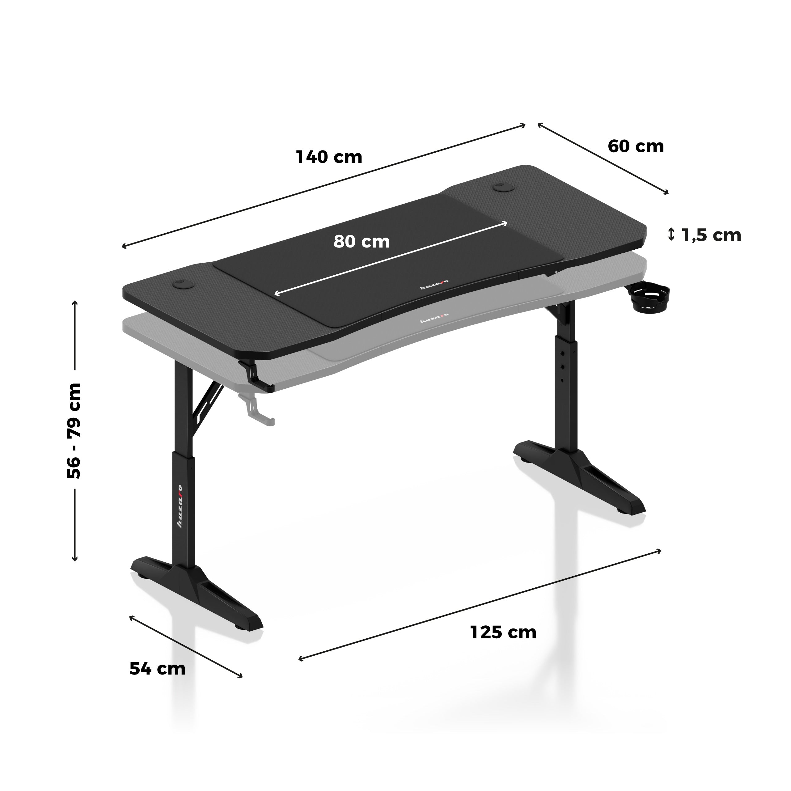 Escritorio para videojuegos Huzaro Hero 3.6 Black