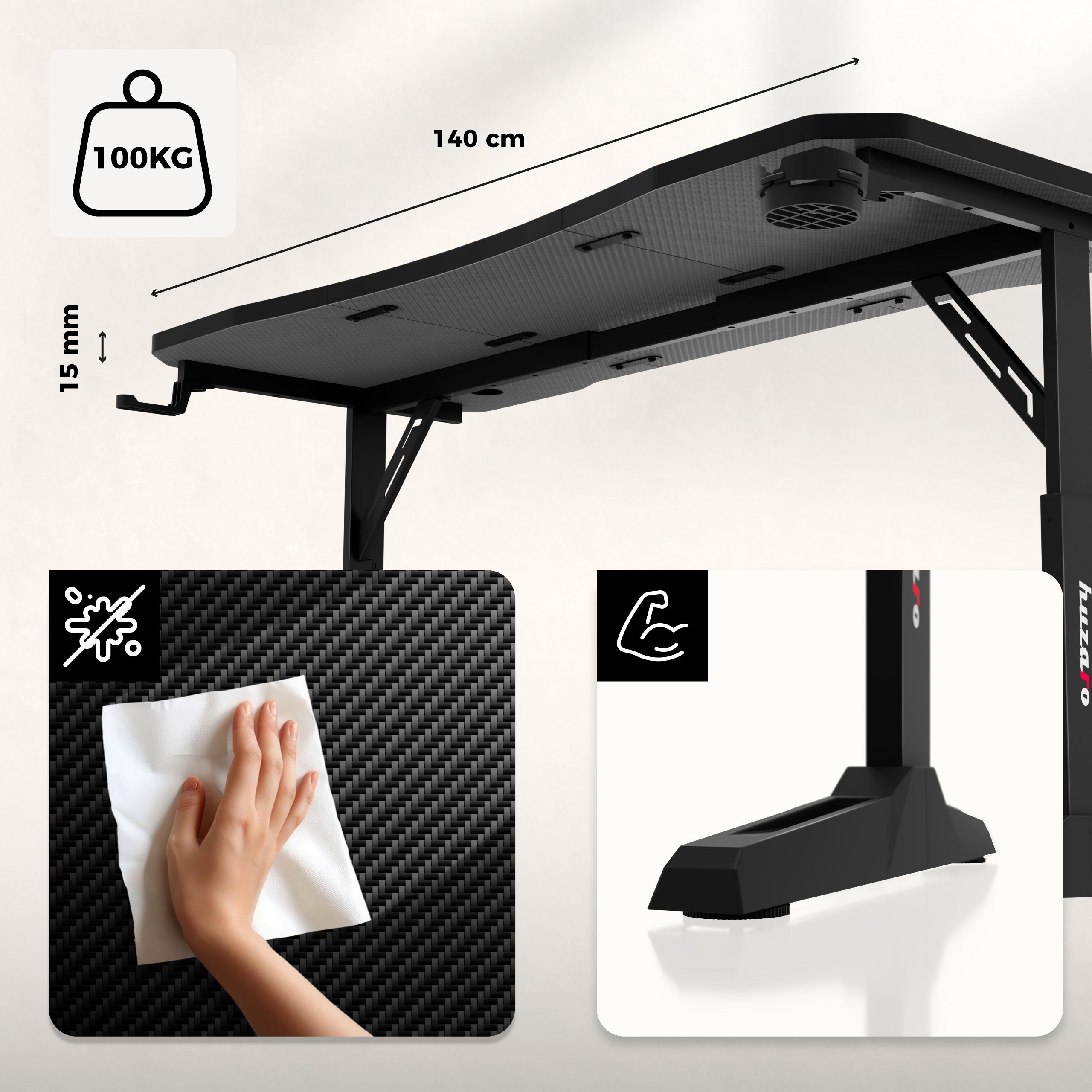 Escritorio para videojuegos Huzaro Hero 3.6 Black
