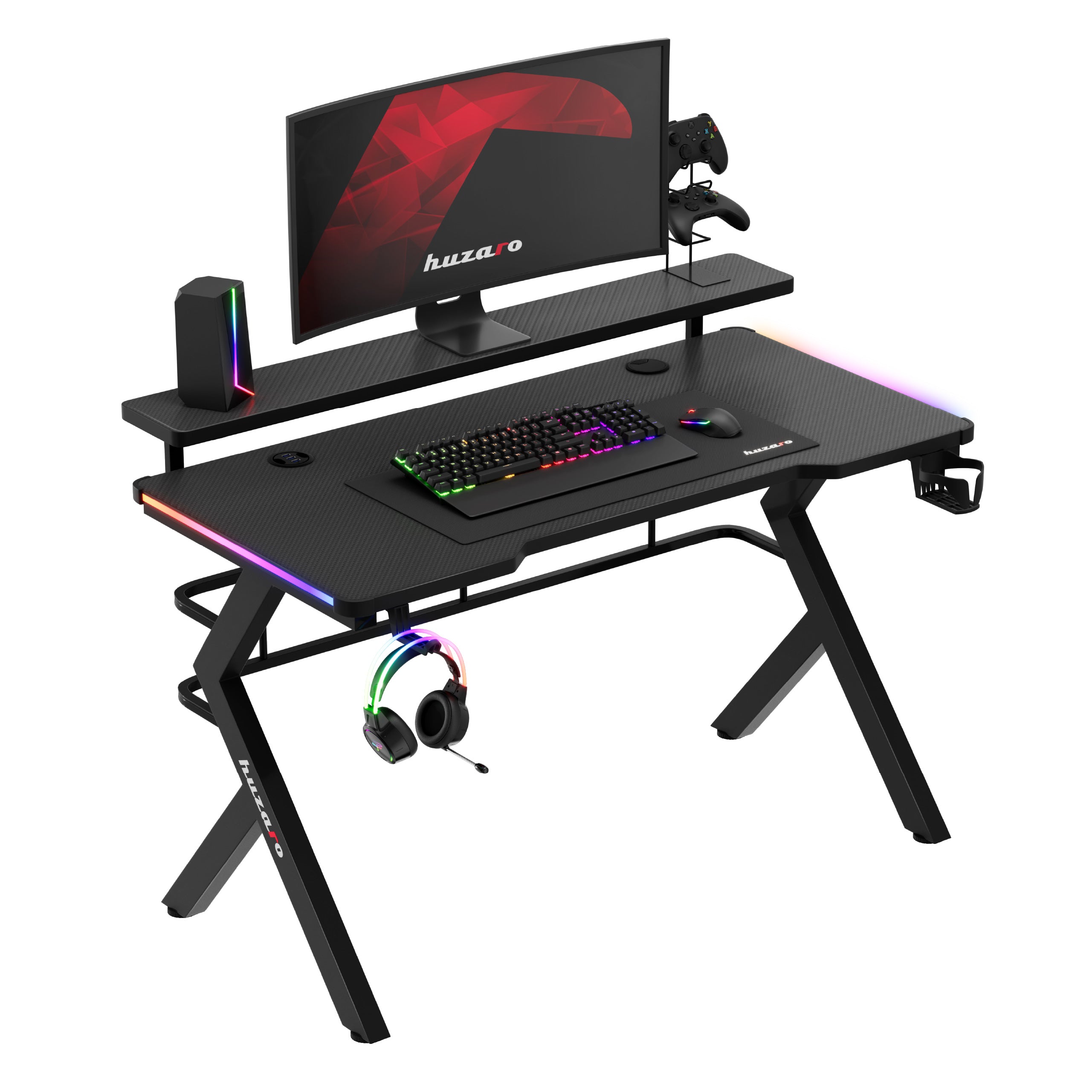 Escritorio para videojuegos Huzaro Hero 5.0 RGB LED negro de 120 cm