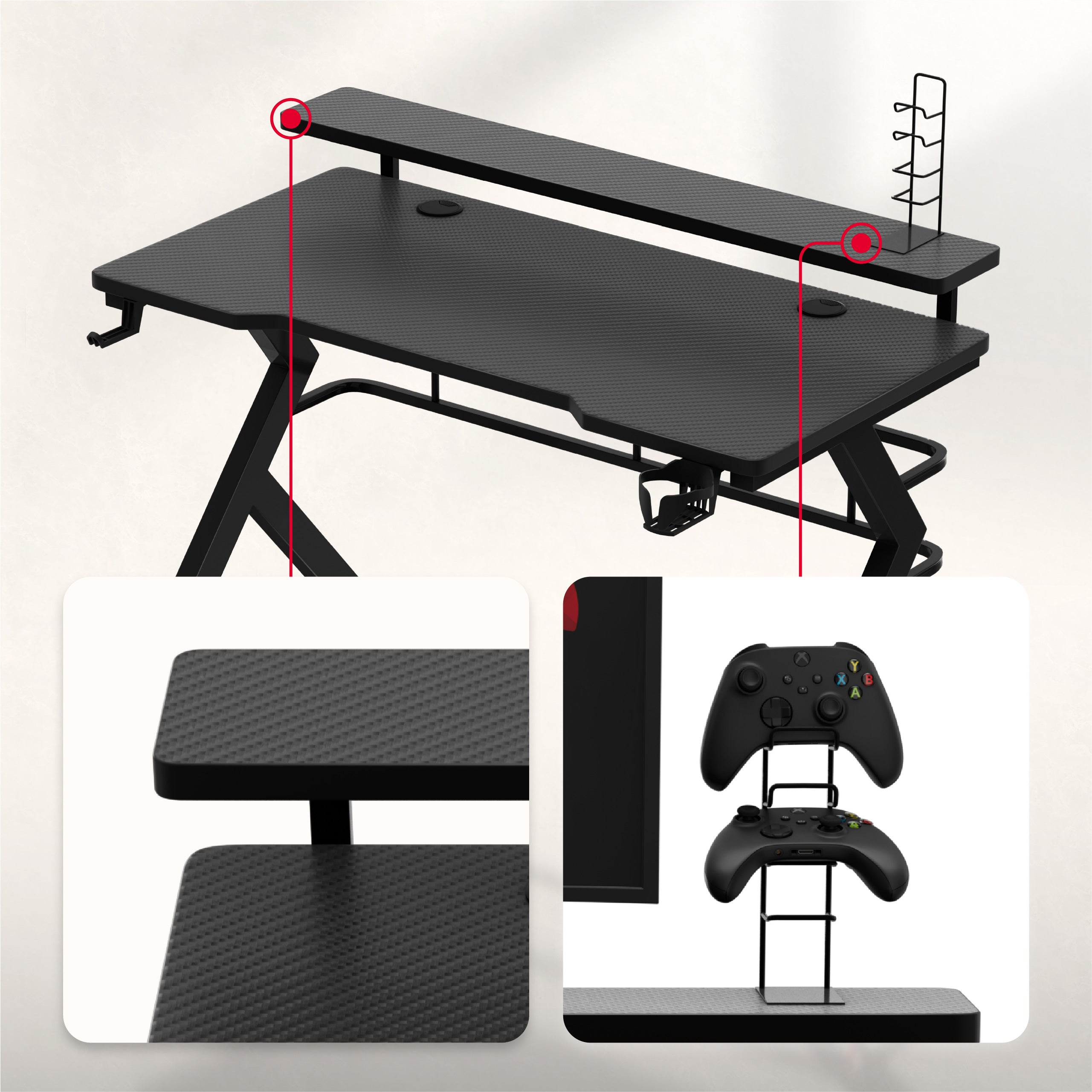 Soporte para el monitor y soporte para mandos y discos