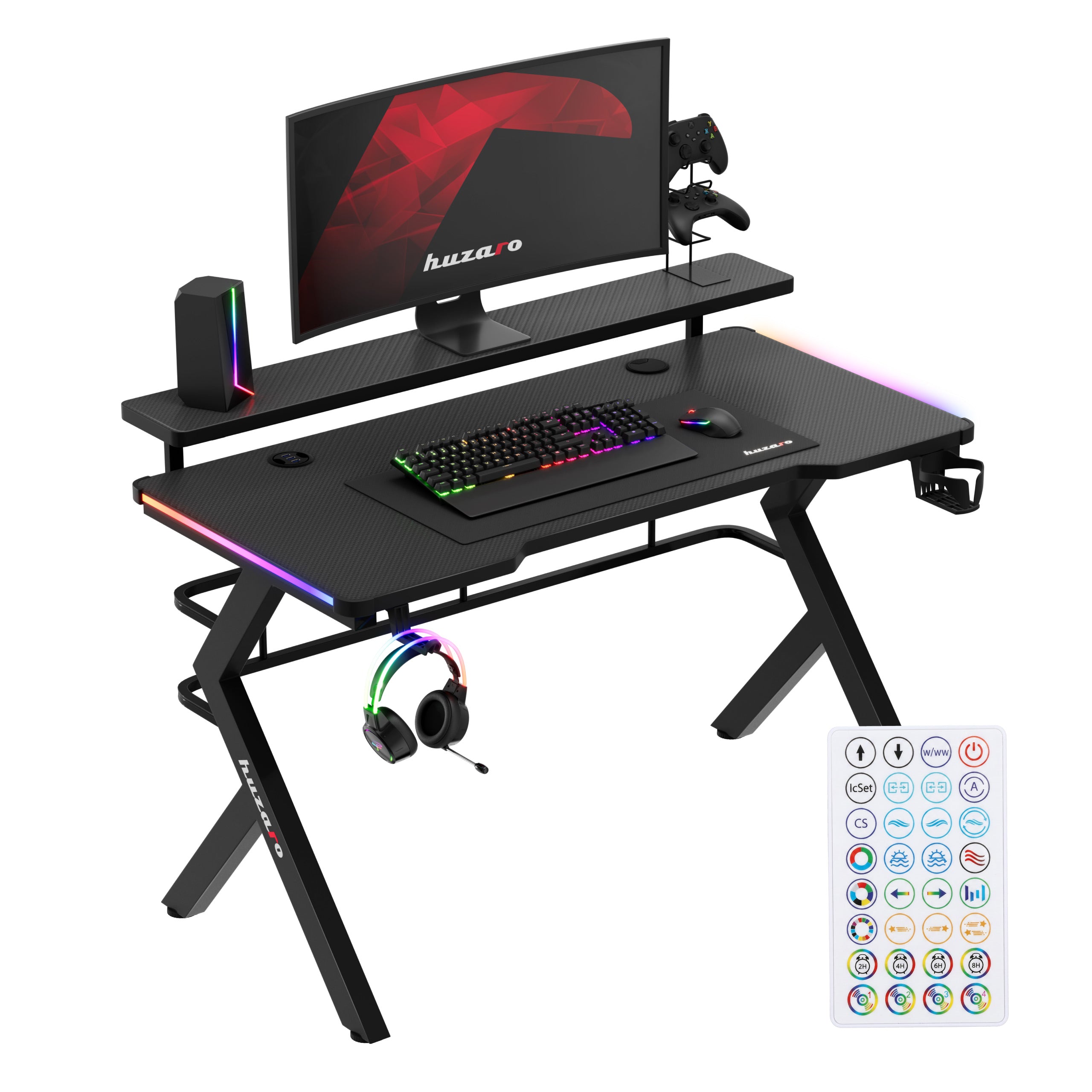 Escritorio para videojuegos Huzaro Hero 5.0 RGB LED negro de 120 cm