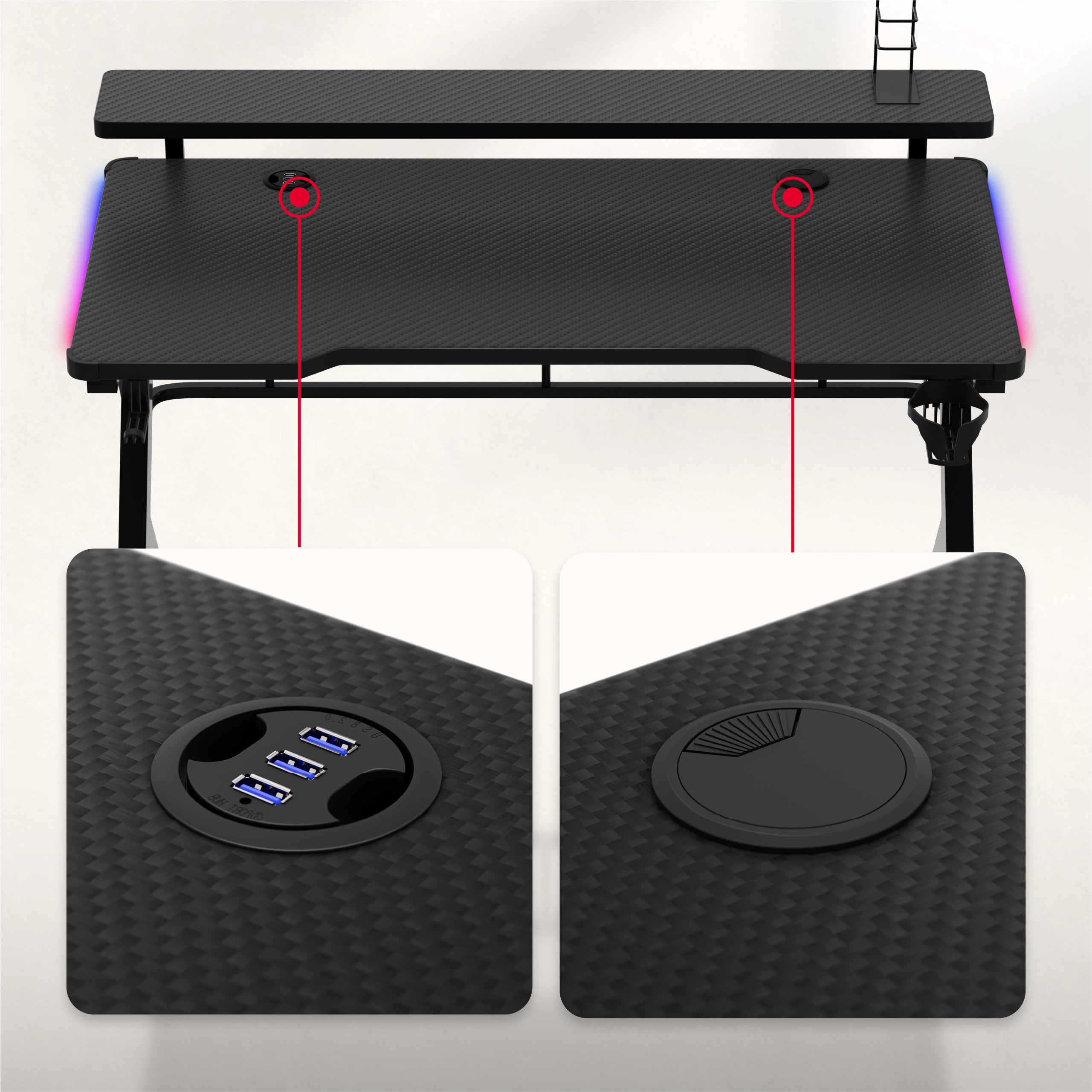 Escritorio para videojuegos Huzaro Hero 5.0 RGB LED negro de 120 cm