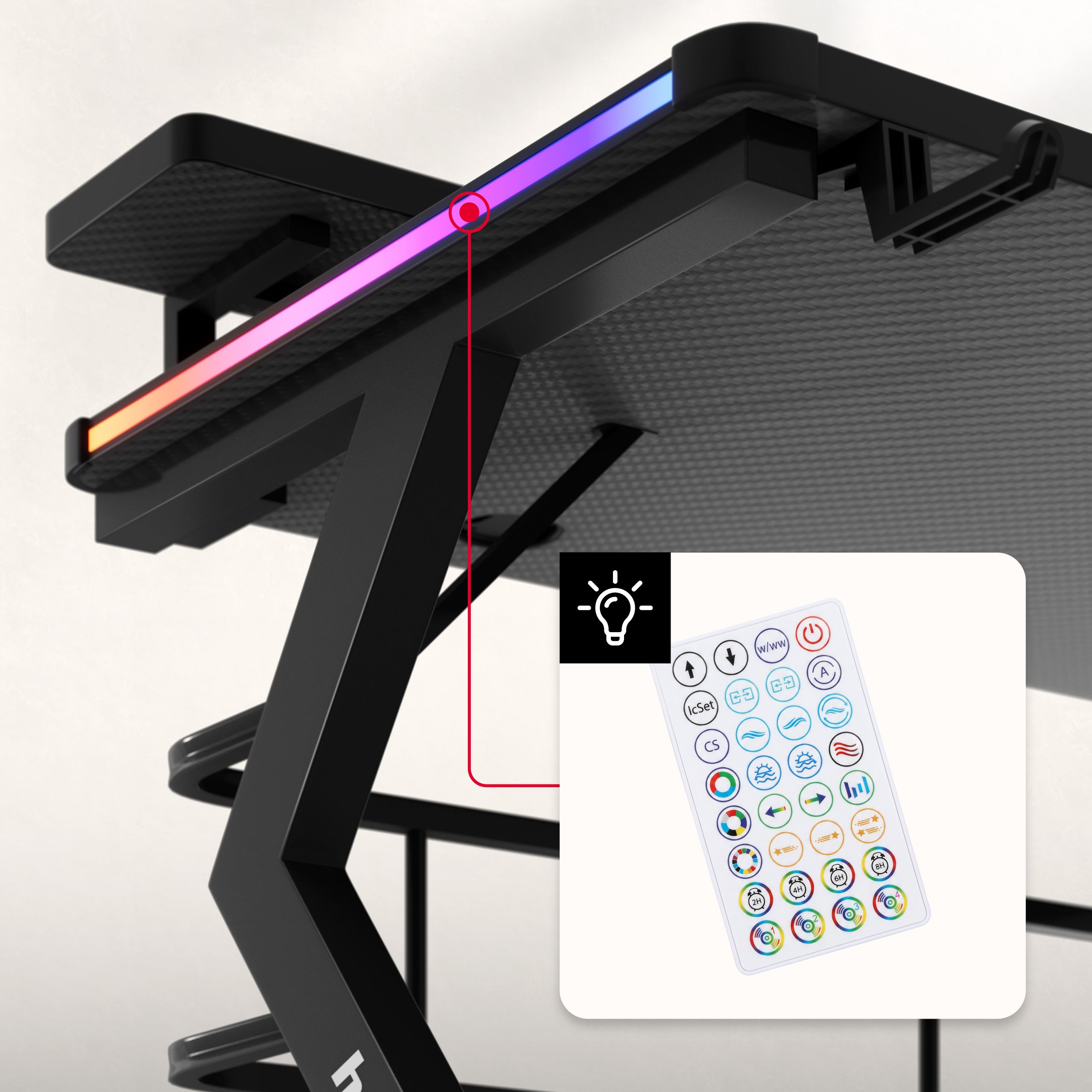 Escritorio para videojuegos Huzaro Hero 5.0 RGB LED negro de 120 cm
