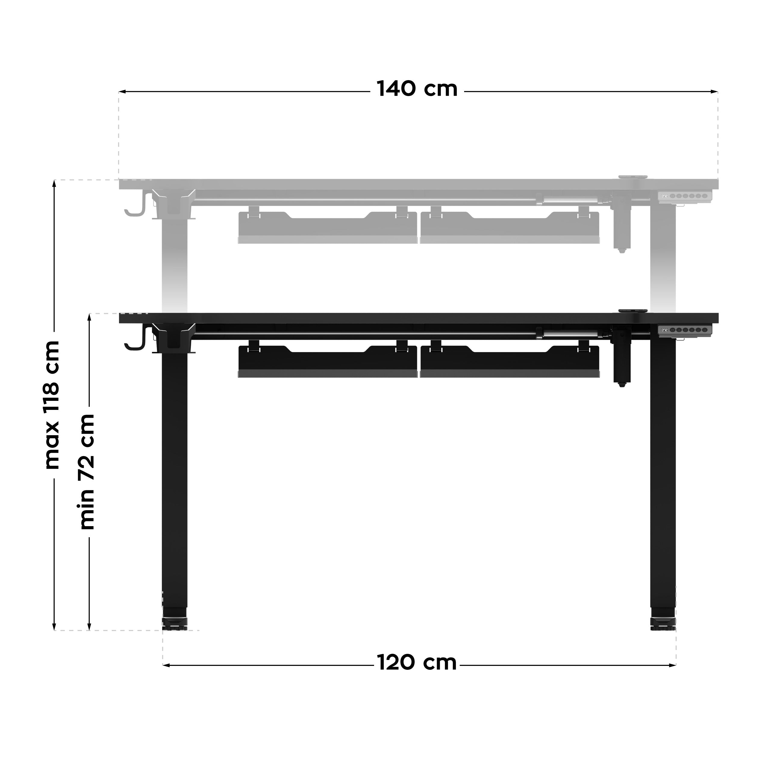 Escritorio eléctrico Huzaro Hero 8.7 RGB LED de 140 cm