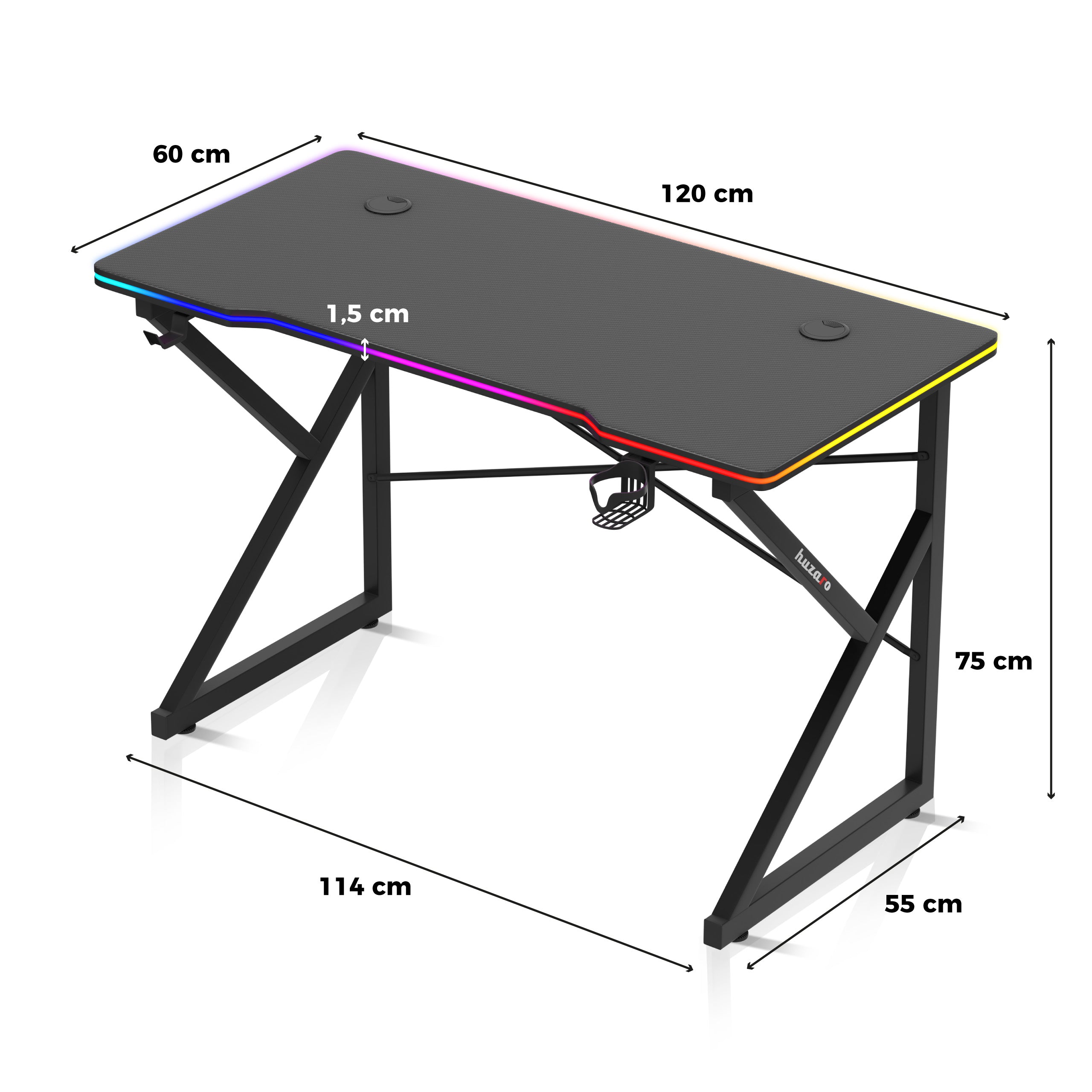 Escritorio para videojuegos Hero 1.7 RGB Black de 120 cm