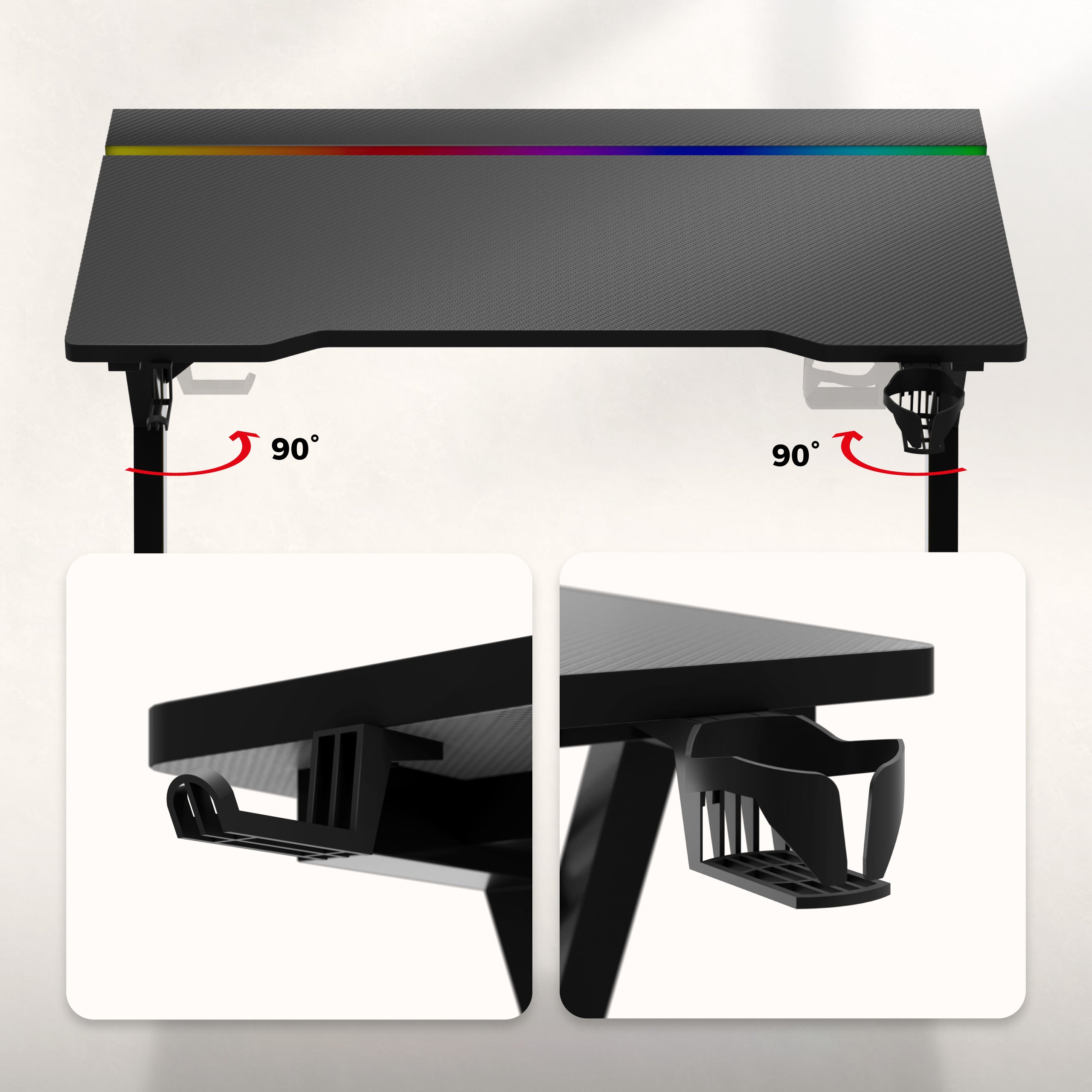 Escritorio para videojuegos con iluminación LED Huzaro Hero 2.4 RGB Black