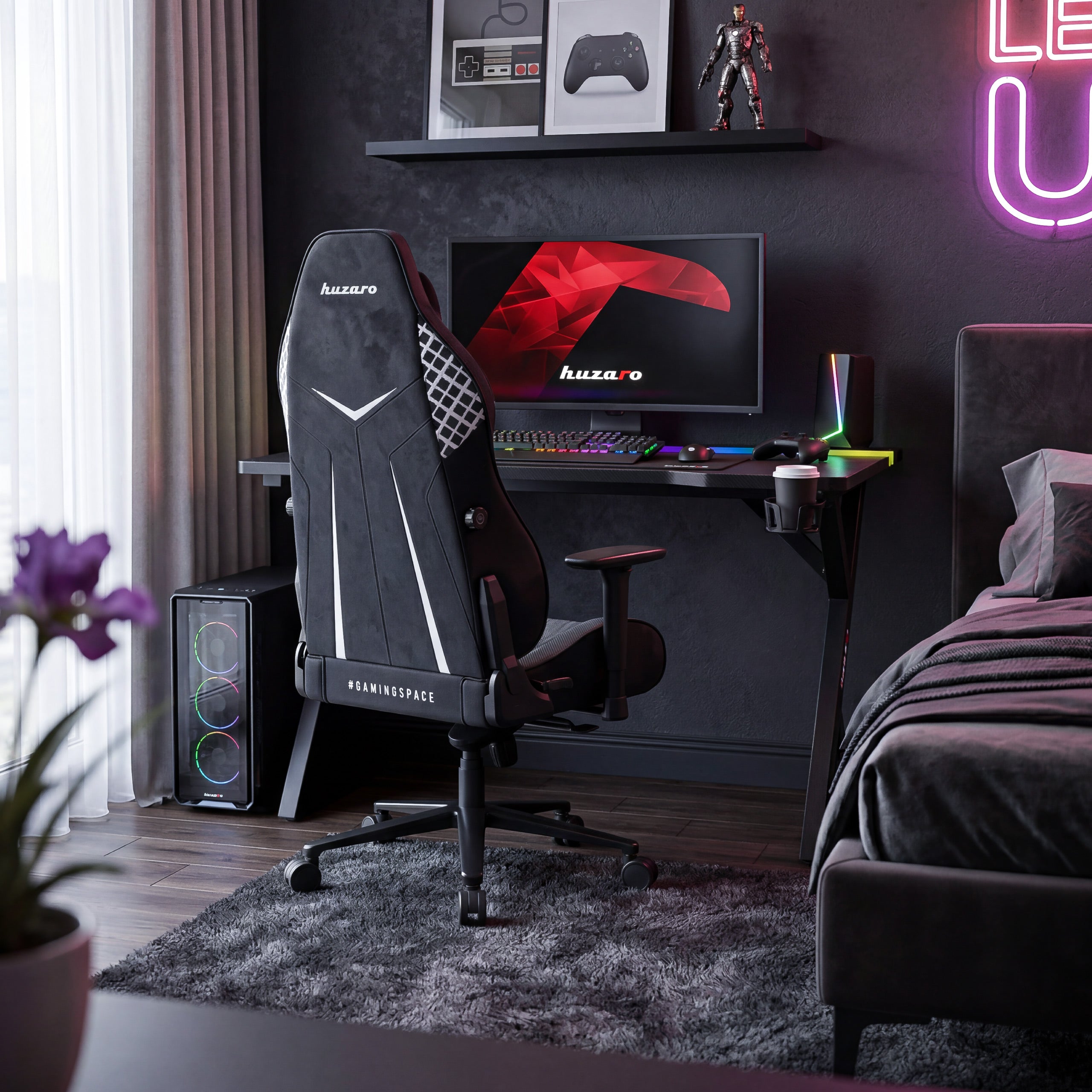 Escritorio para videojuegos con iluminación LED Huzaro Hero 2.4 RGB Black