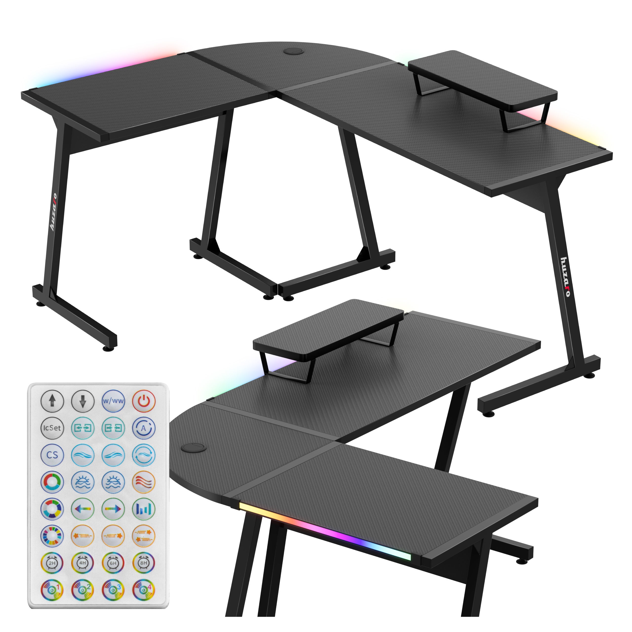 Escritorio gaming de esquina HUZARO Hero 6.0 RGB Smart Black de 147 cm