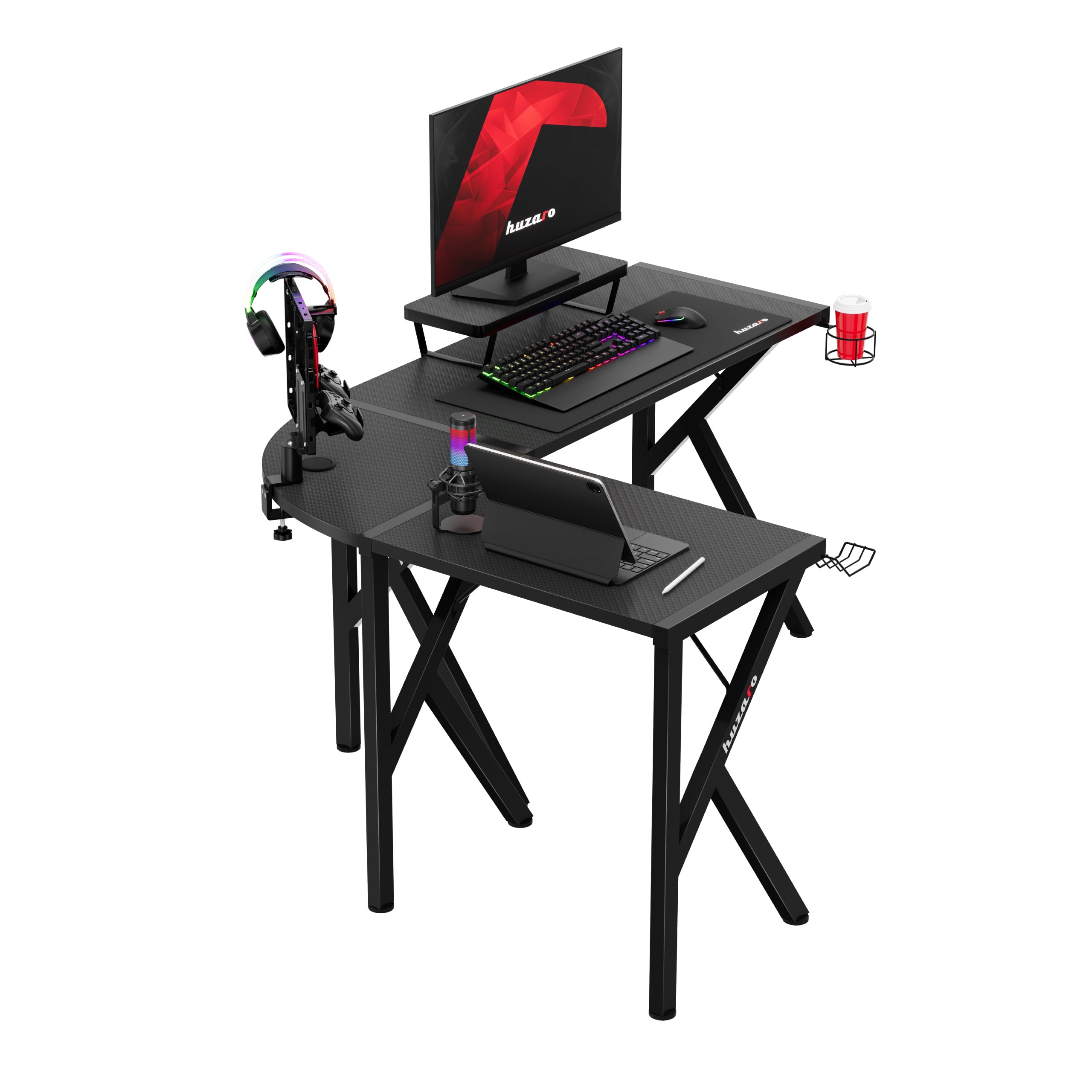 Escritorio de gaming esquinero Huzaro Hero 6.3 Black de 154 cm