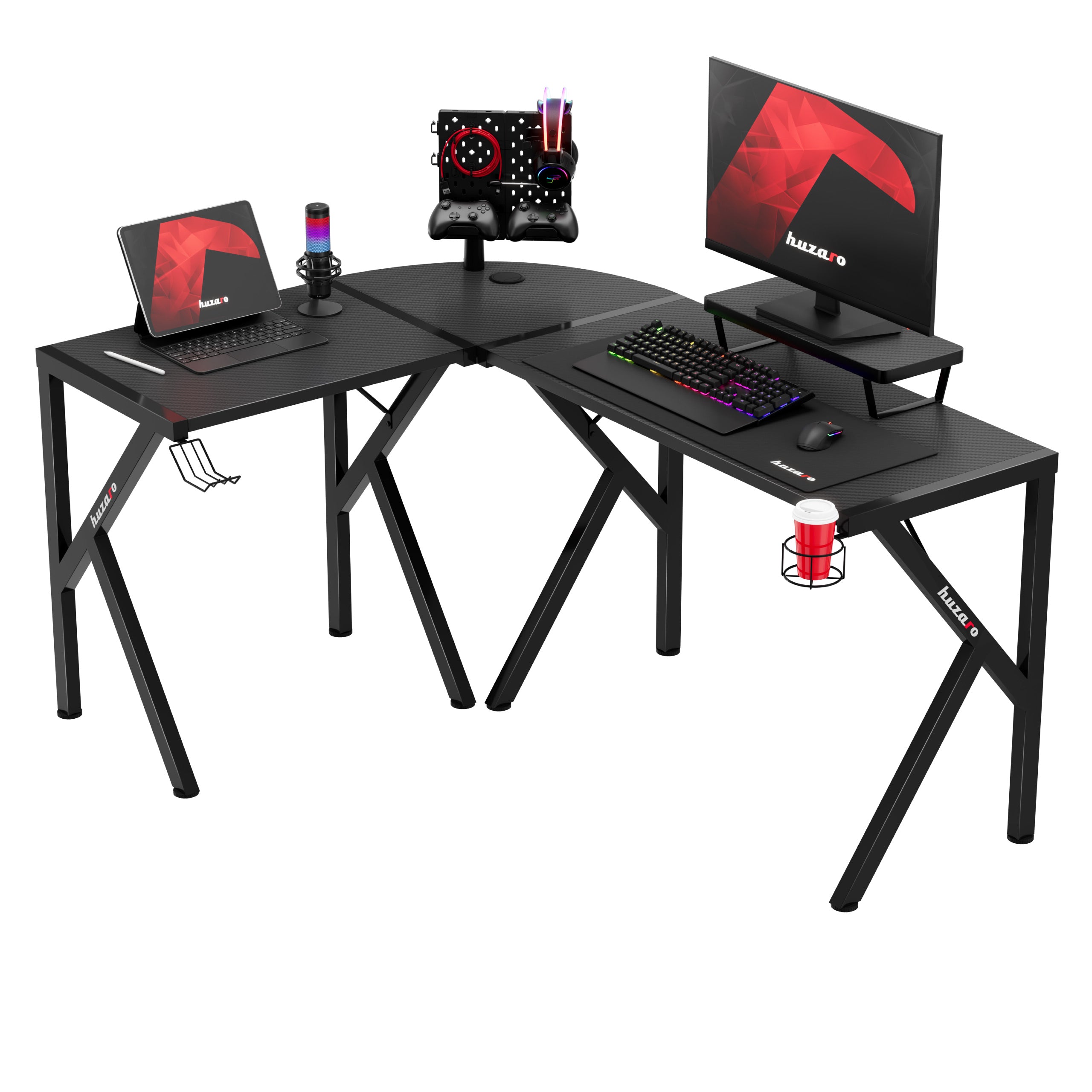 Escritorio de gaming esquinero Huzaro Hero 6.3 Black de 154 cm