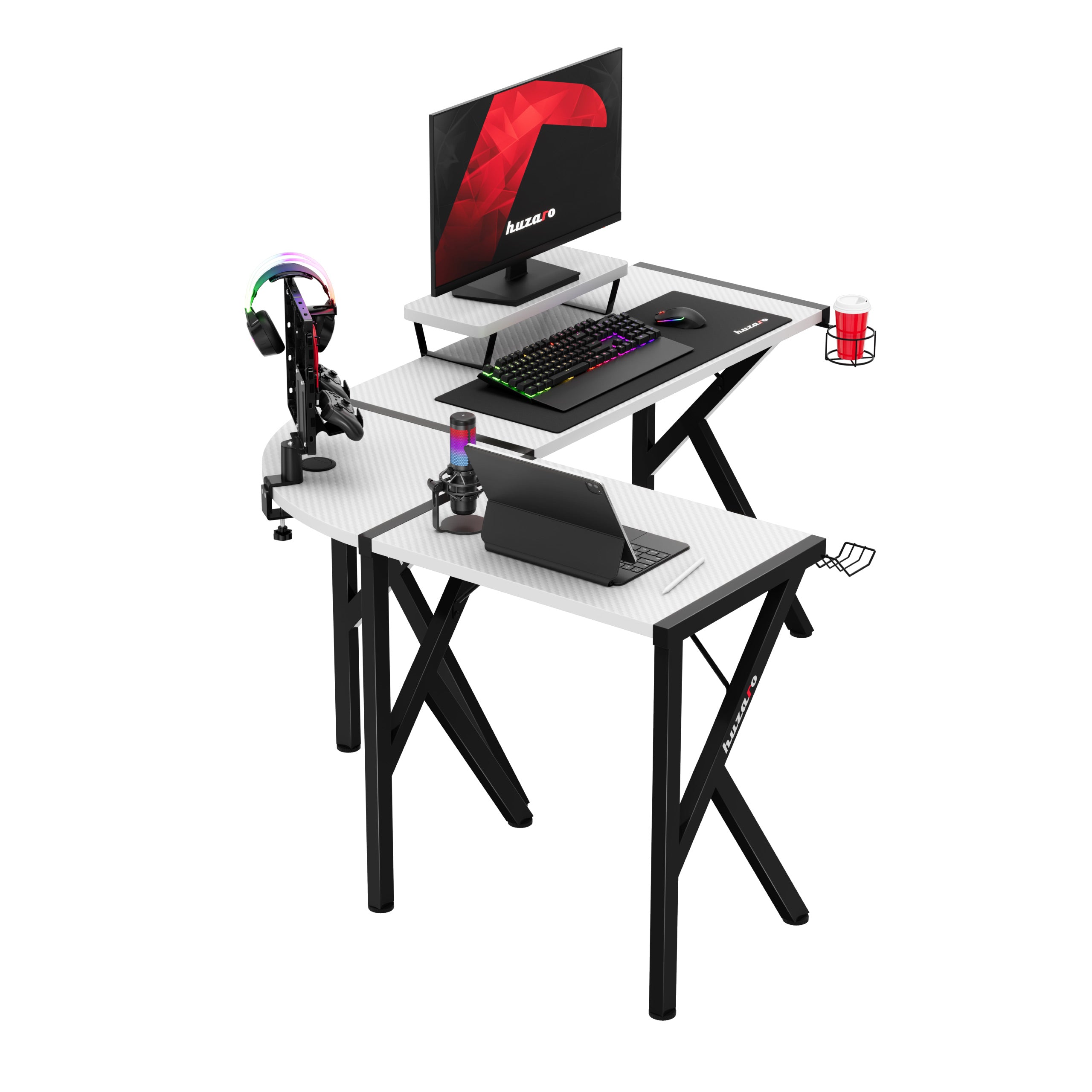 Escritorio de gaming esquinero Huzaro Hero 6.3 White de 154 cm