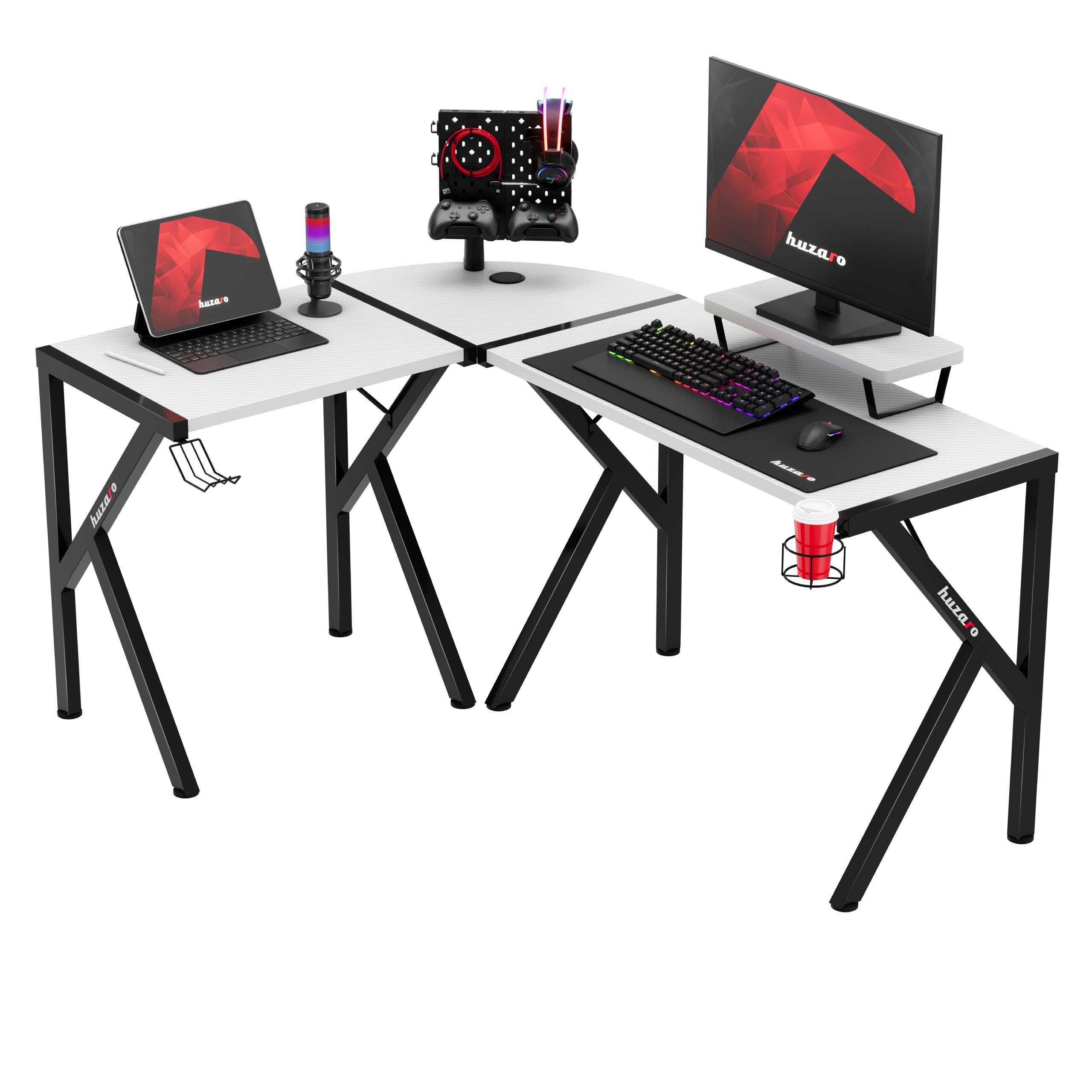 Escritorio de gaming esquinero Huzaro Hero 6.3 White de 154 cm